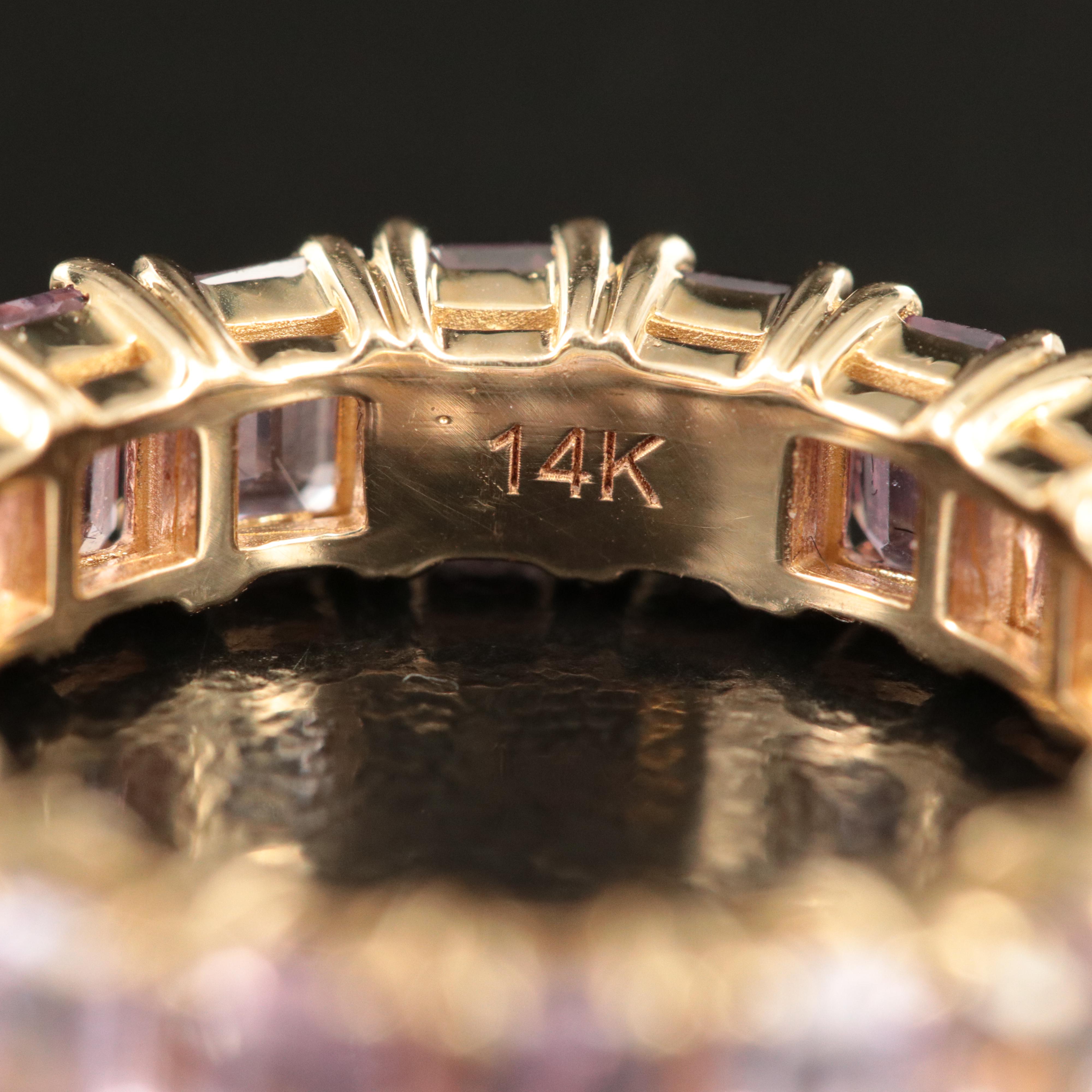 14K Pink Sapphire Eternity Band