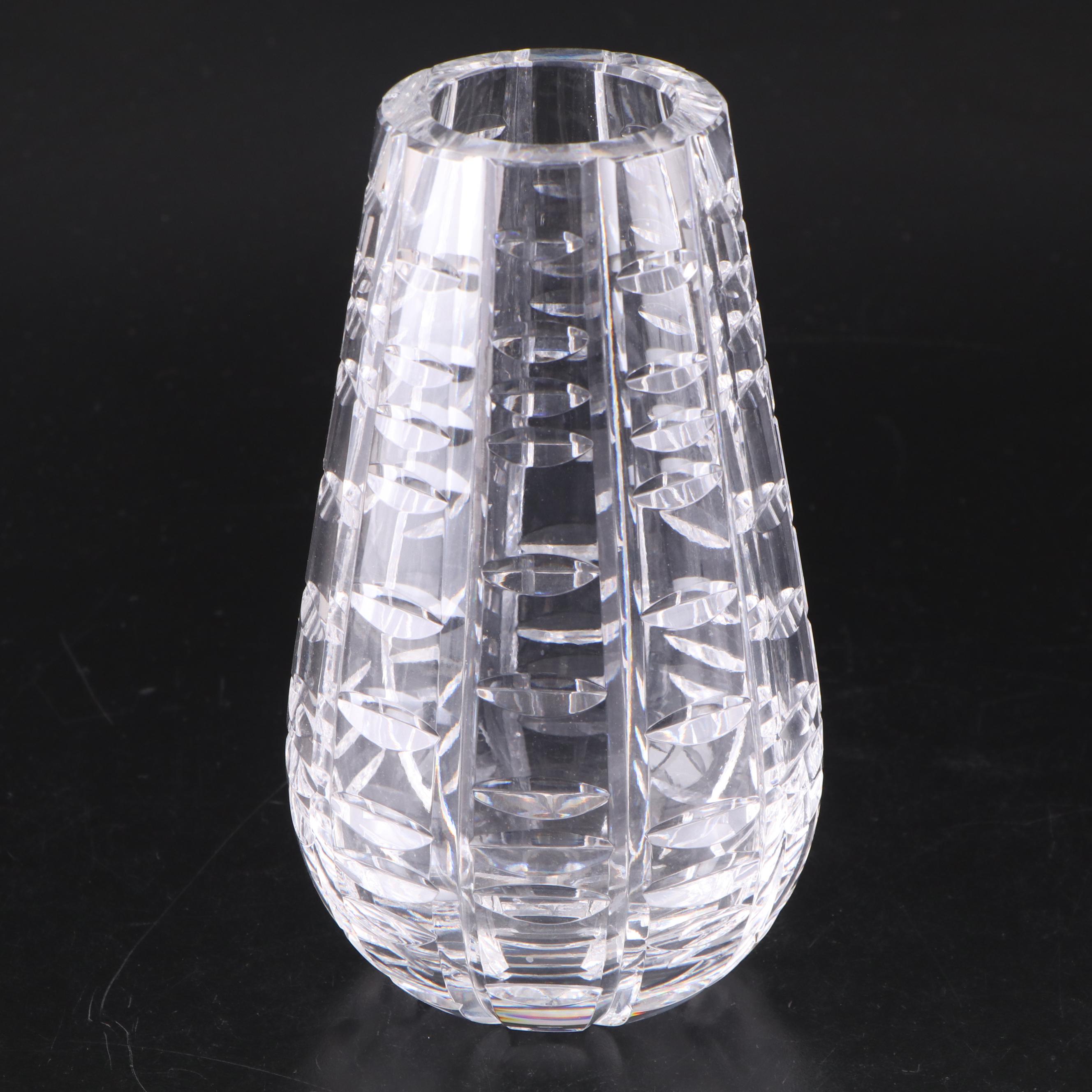 Waterford Crystal Vases and Mantle Lustre With Prisms, 21st Century