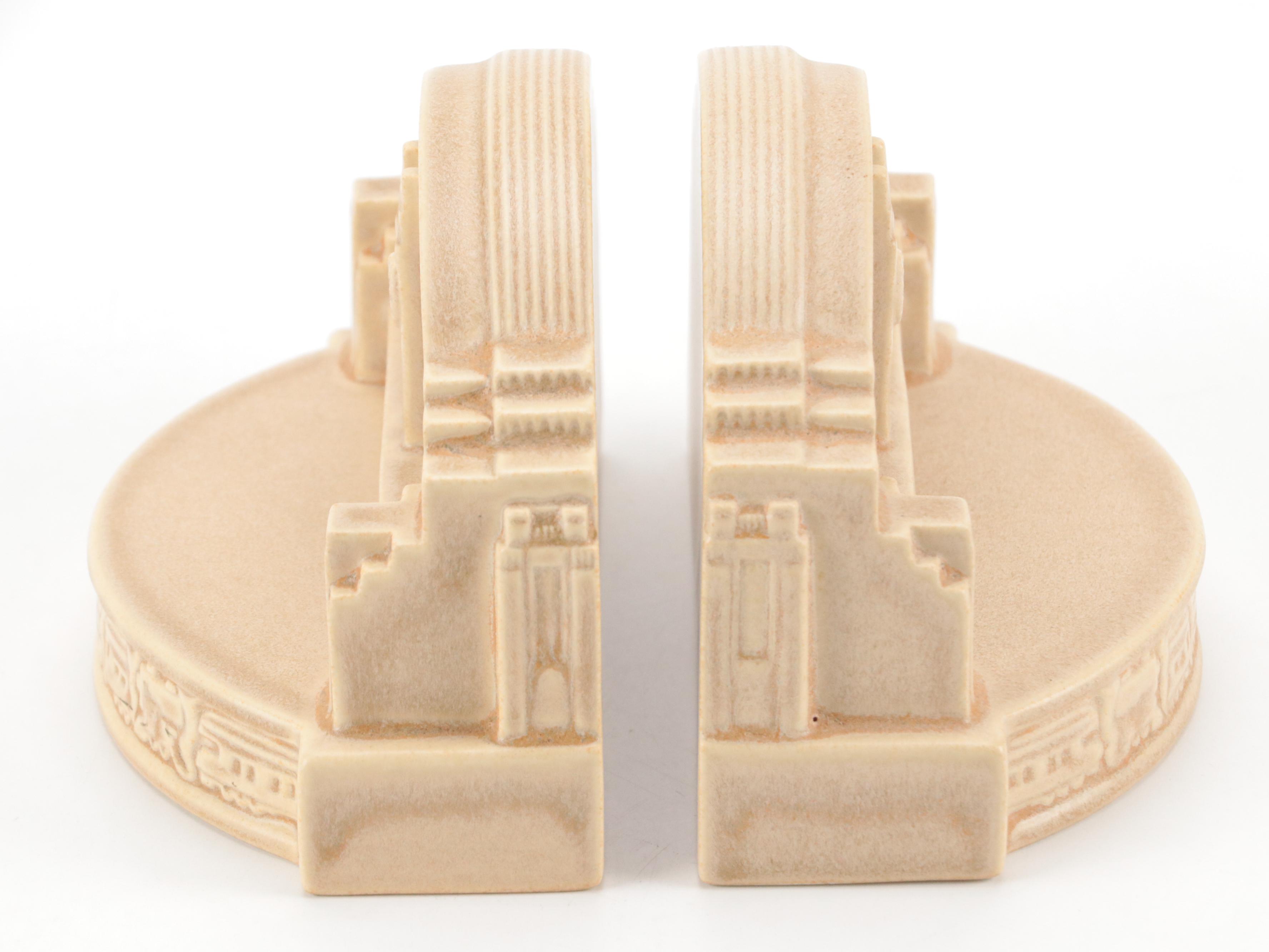 Rookwood  Pottery Ceramic Union Terminal Bookends, 2007