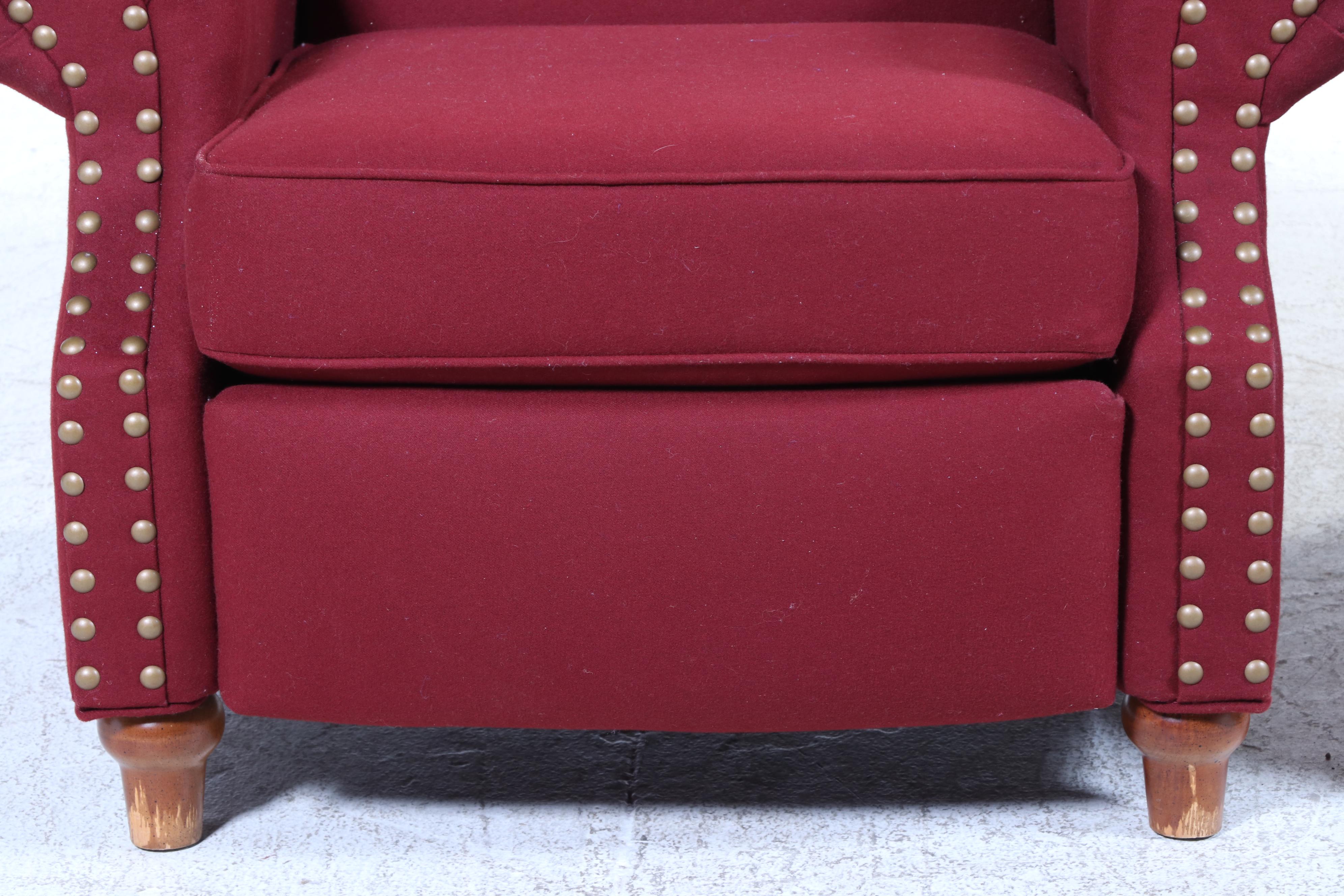Pair of Sam Moore Furniture Custom-Upholstered Recliners with Nailheads
