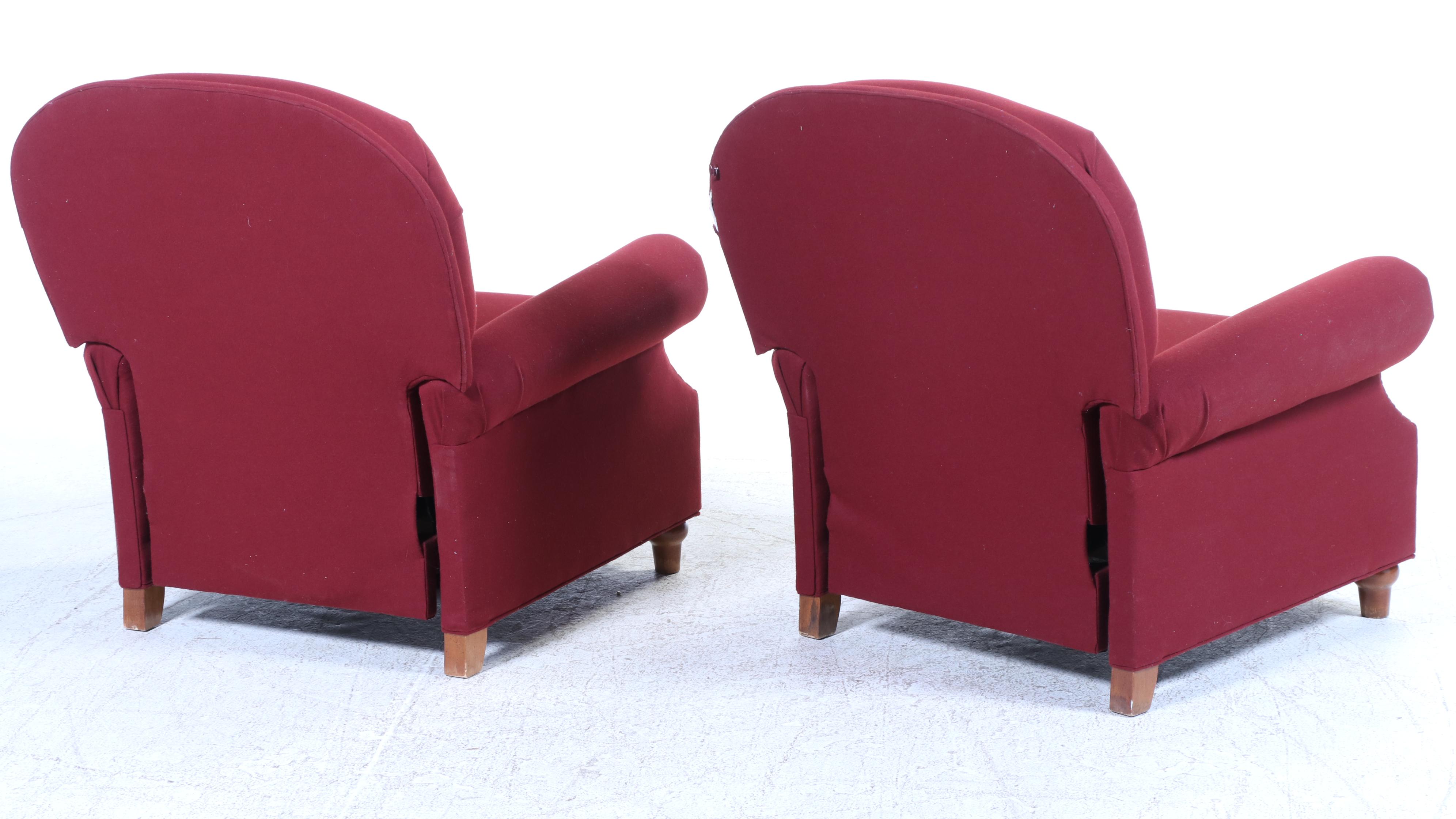 Pair of Sam Moore Furniture Custom-Upholstered Recliners with Nailheads