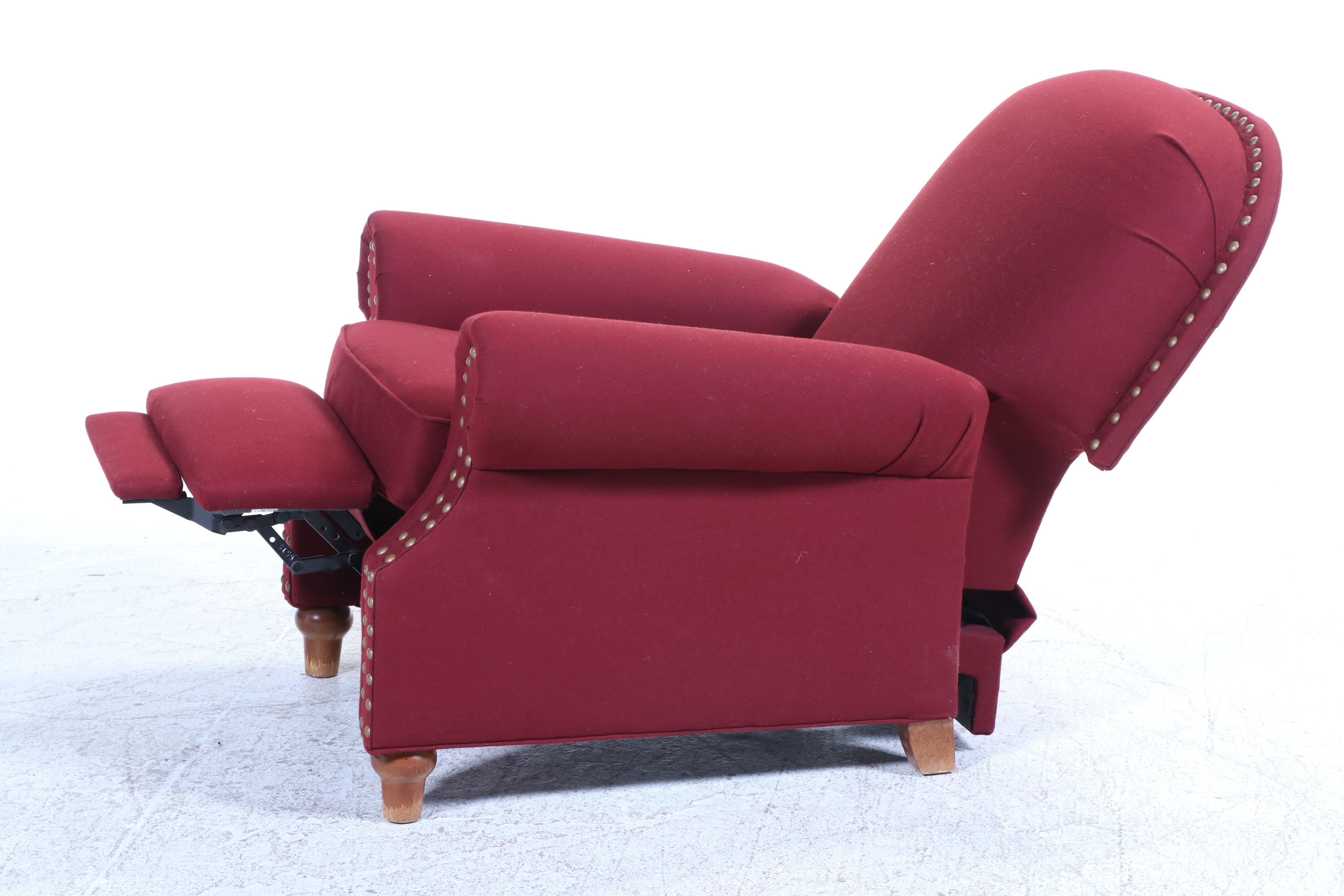 Pair of Sam Moore Furniture Custom-Upholstered Recliners with Nailheads