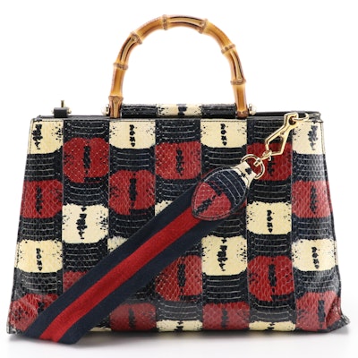 Gucci Nymphaea Bamboo Top Handle Medium Bag in Multicolor Dyed Python