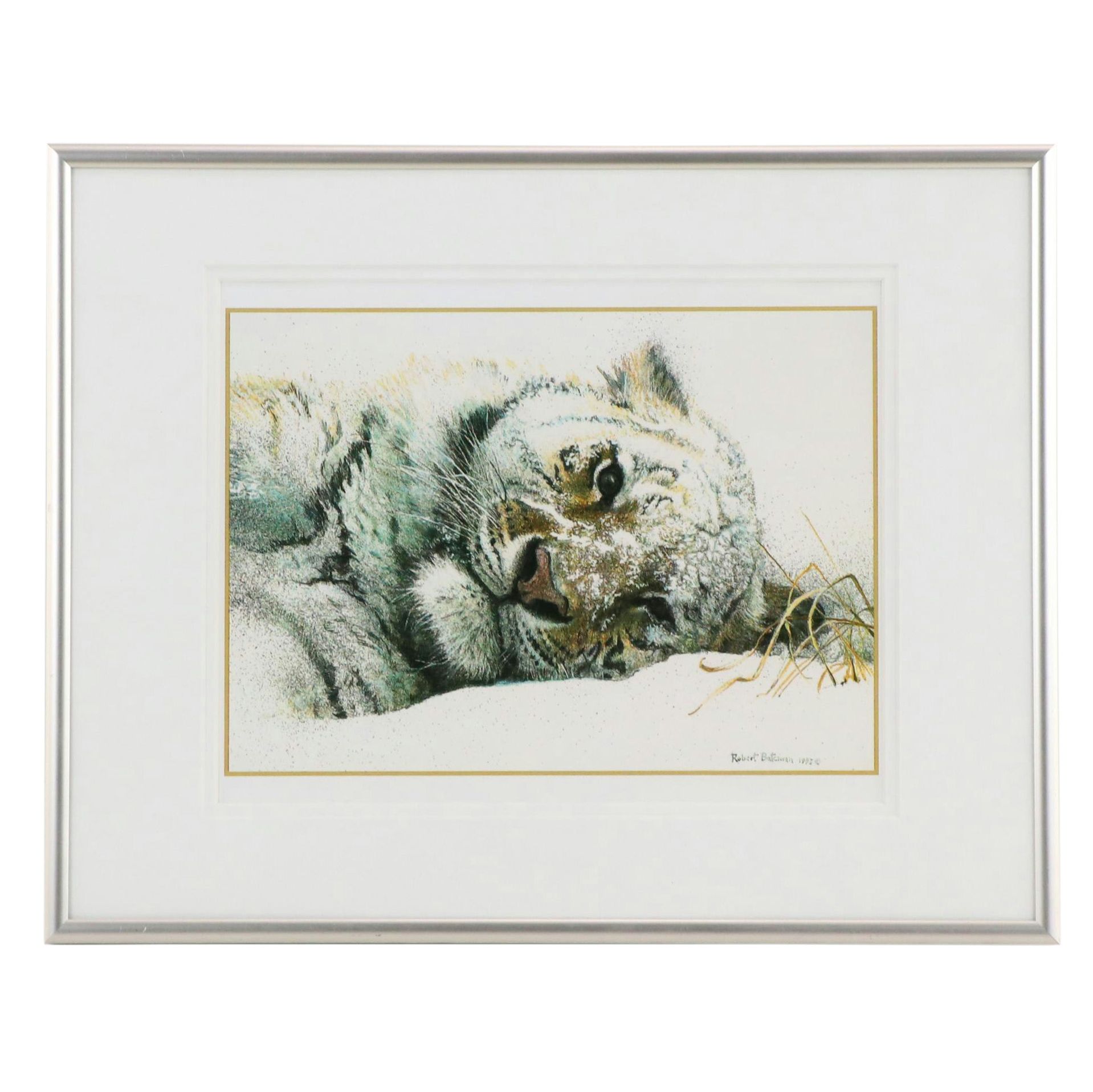 Robert Bateman Digital Print "Snowy Nap Tiger"