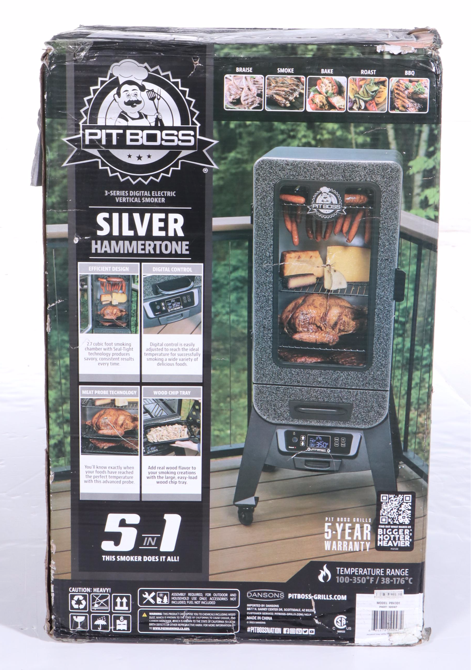 Pit Boss 3-Series Digital Electric Vertical Smoker in Silver Hammertone
