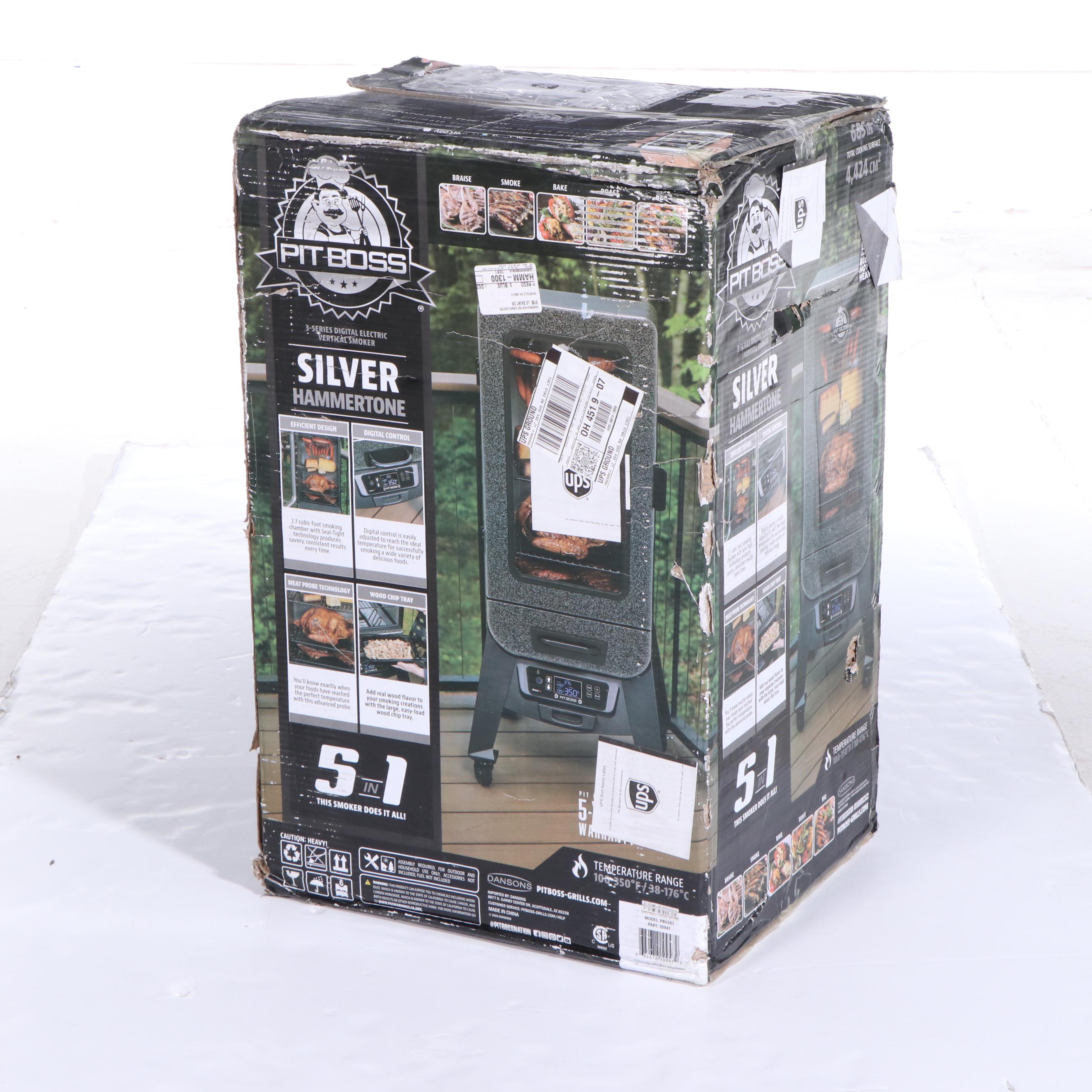 Pit Boss 3-Series Digital Electric Vertical Smoker in Silver Hammertone