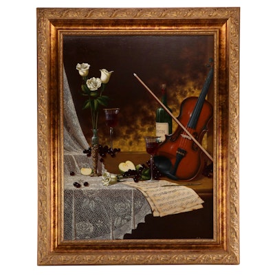 David Berger Still Life With Violin Oil Painting