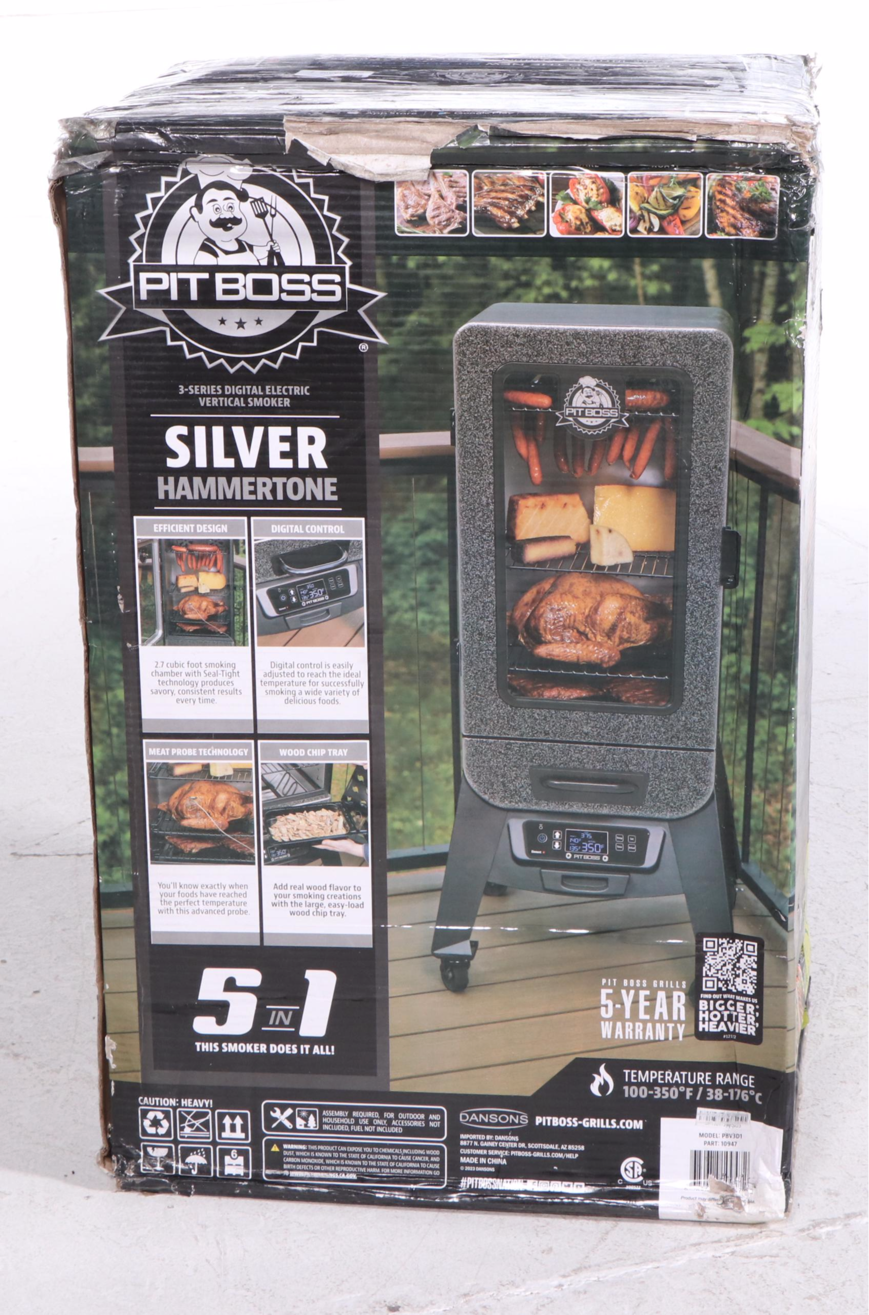 Pit Boss 3-Series Digital Electric Vertical Smoker in Silver Hammertone