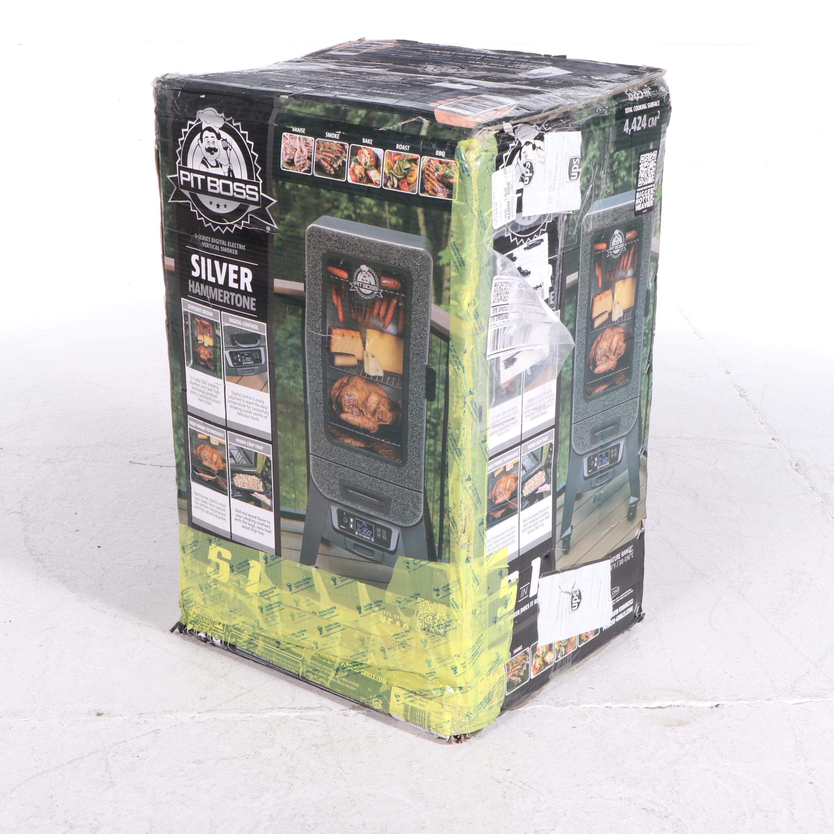 Pit Boss 3-Series Digital Electric Vertical Smoker in Silver Hammertone