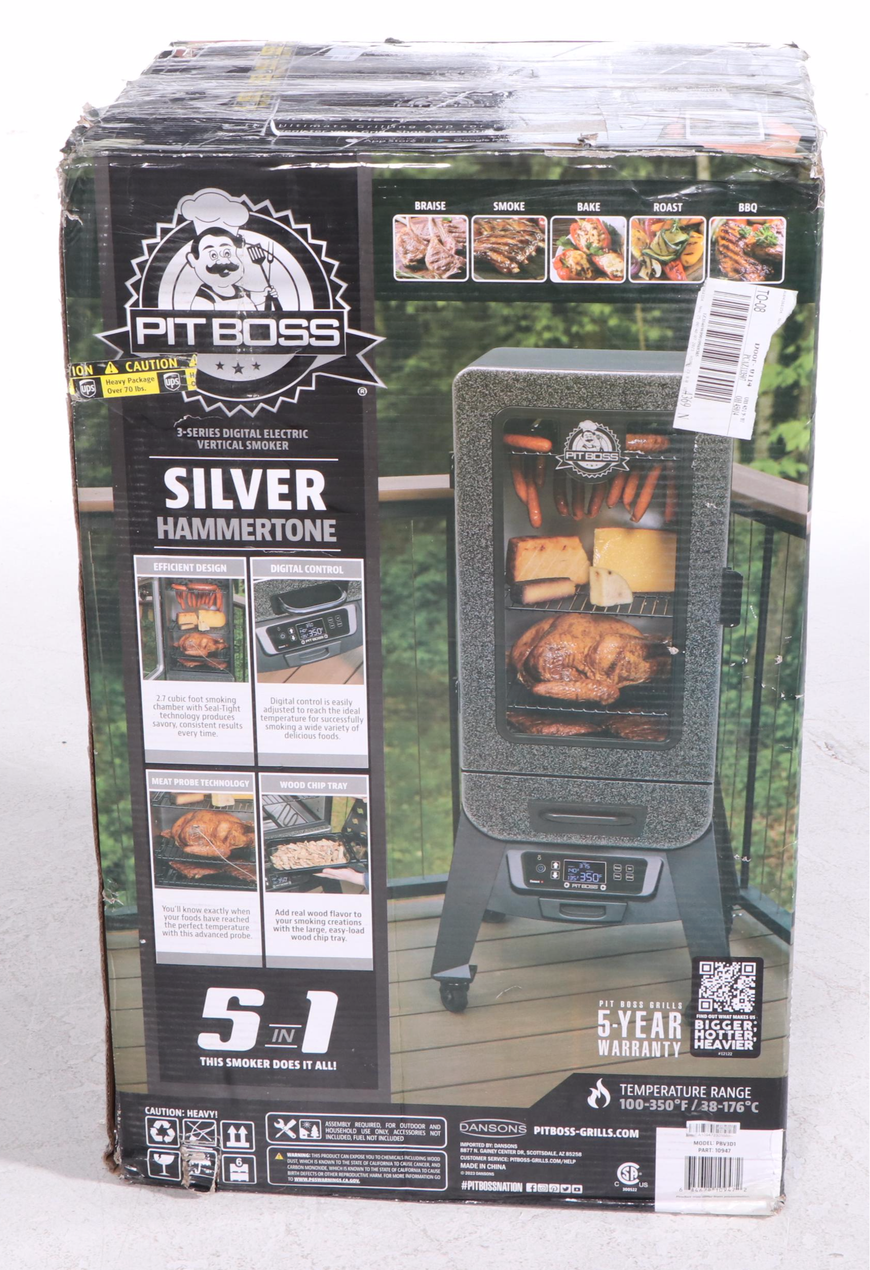 Pit Boss 3-Series Digital Electric Vertical Smoker in Silver Hammertone
