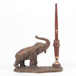 Wahl Bronze Elephant Desk Pen Set, Early 20th Century