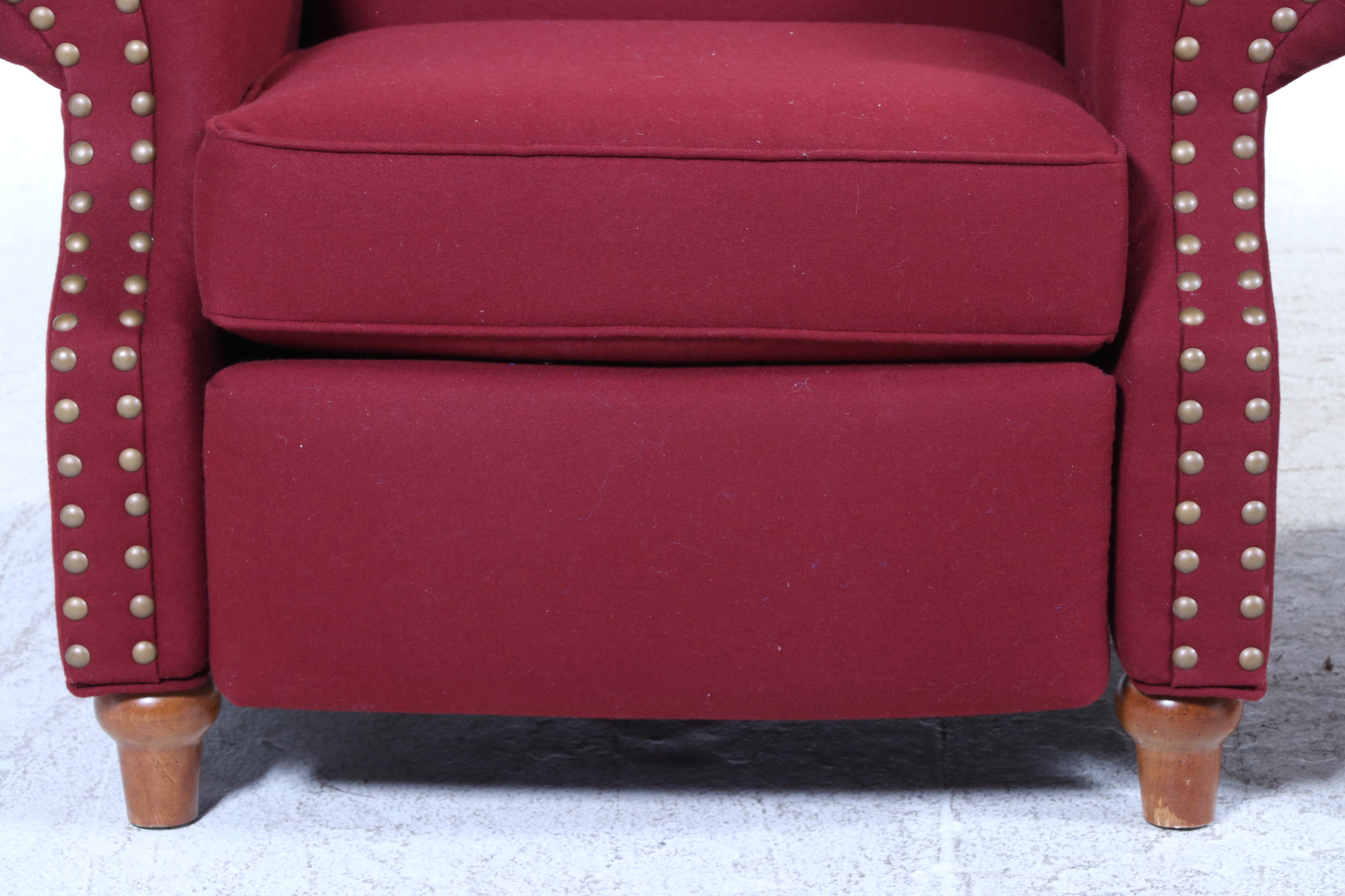 Pair of Sam Moore Furniture Custom-Upholstered Recliners with Nailheads
