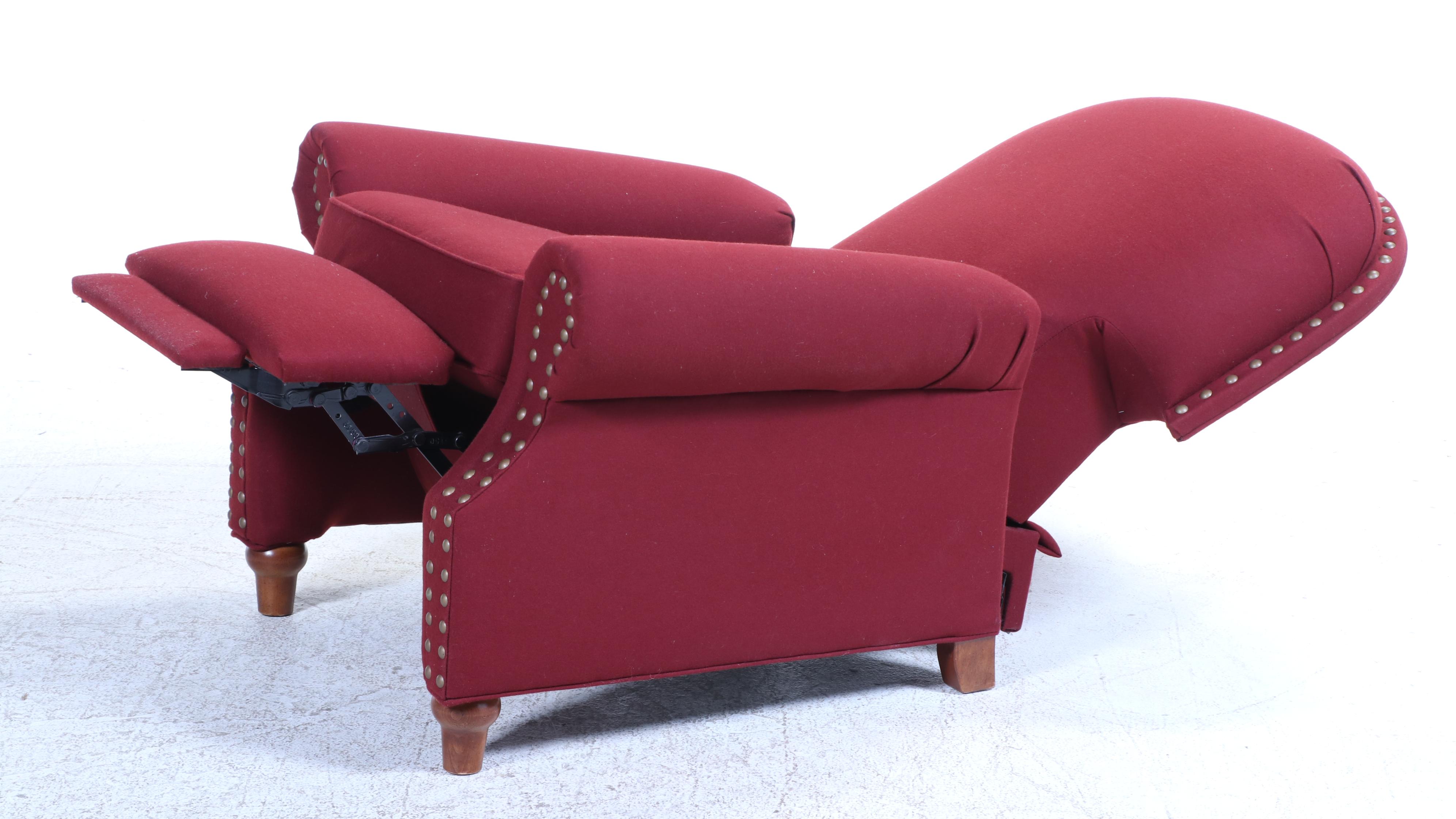 Pair of Sam Moore Furniture Custom-Upholstered Recliners with Nailheads
