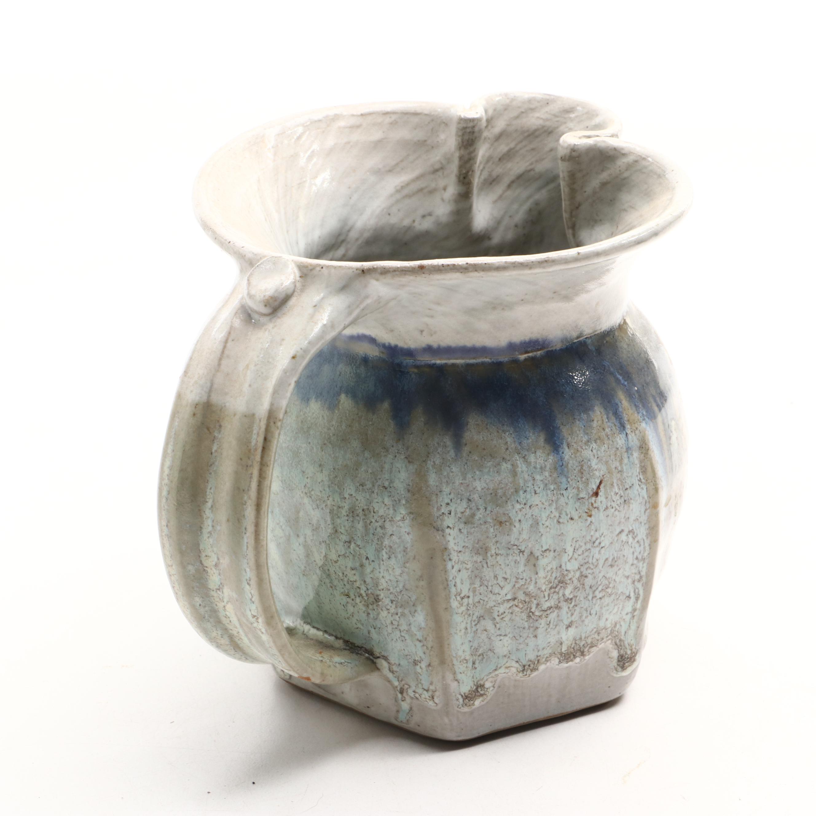 Drip Glazed Teapot with Other Art Pottery Pitchers