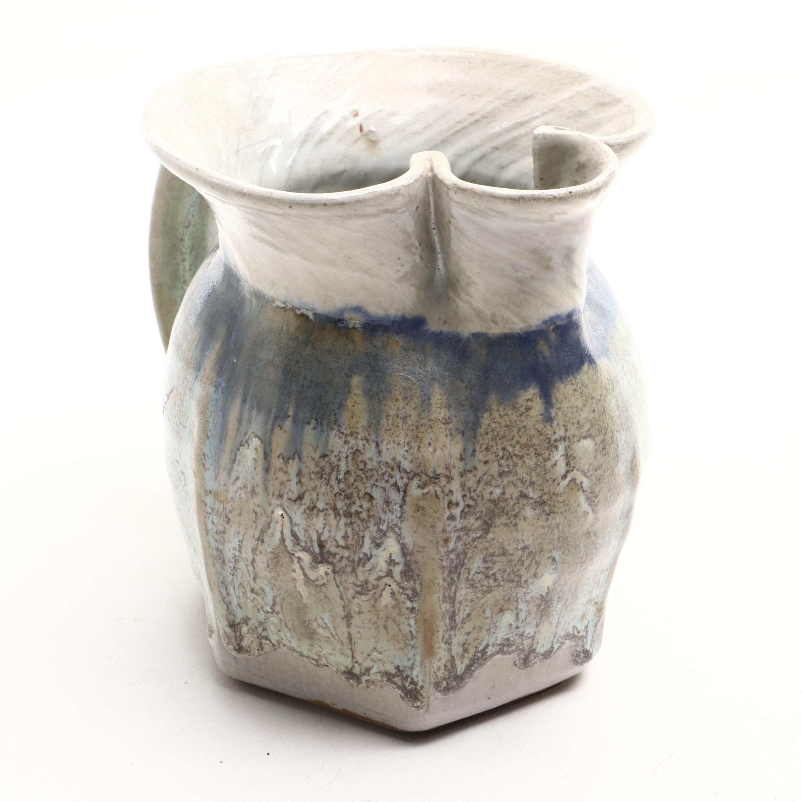 Drip Glazed Teapot with Other Art Pottery Pitchers