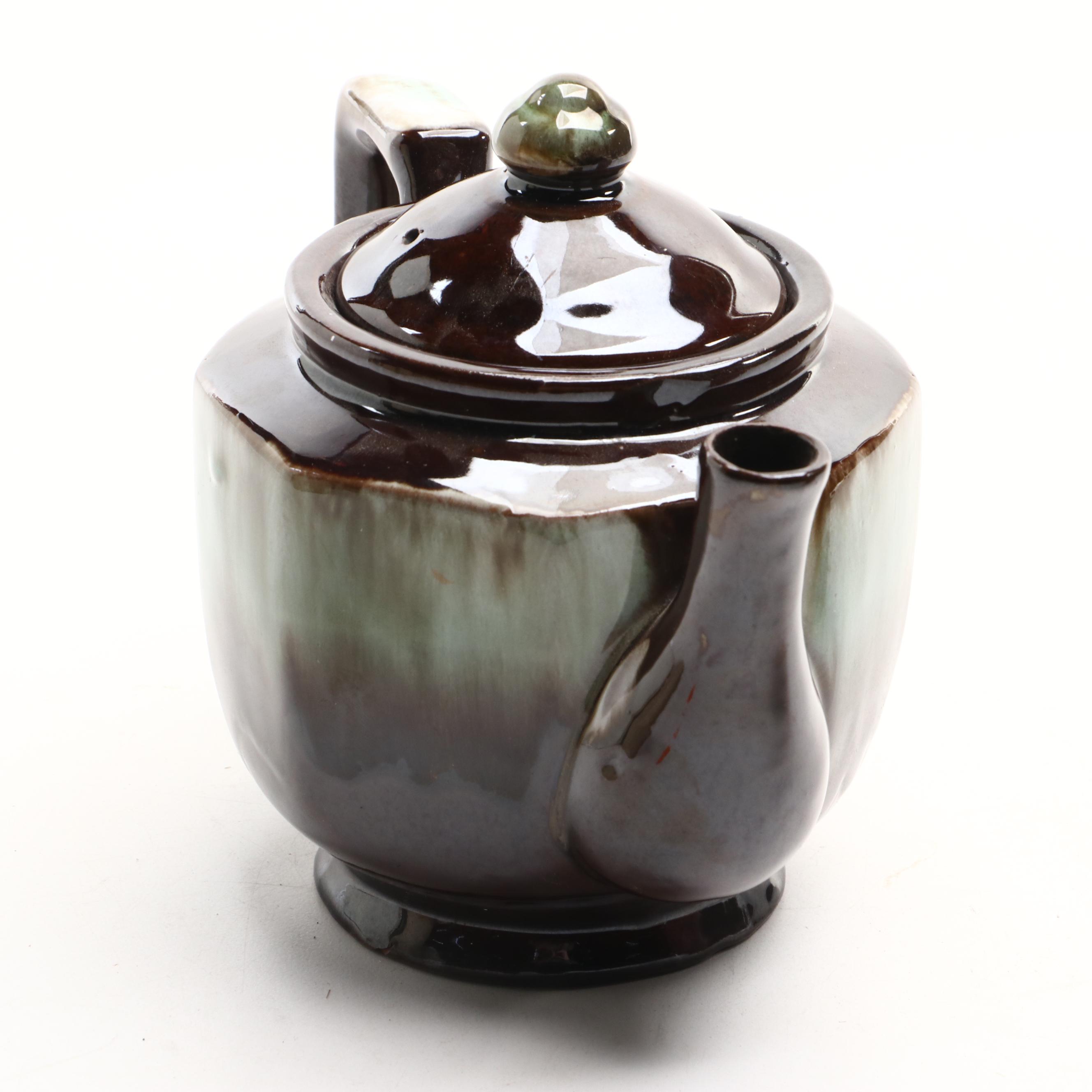 Drip Glazed Teapot with Other Art Pottery Pitchers