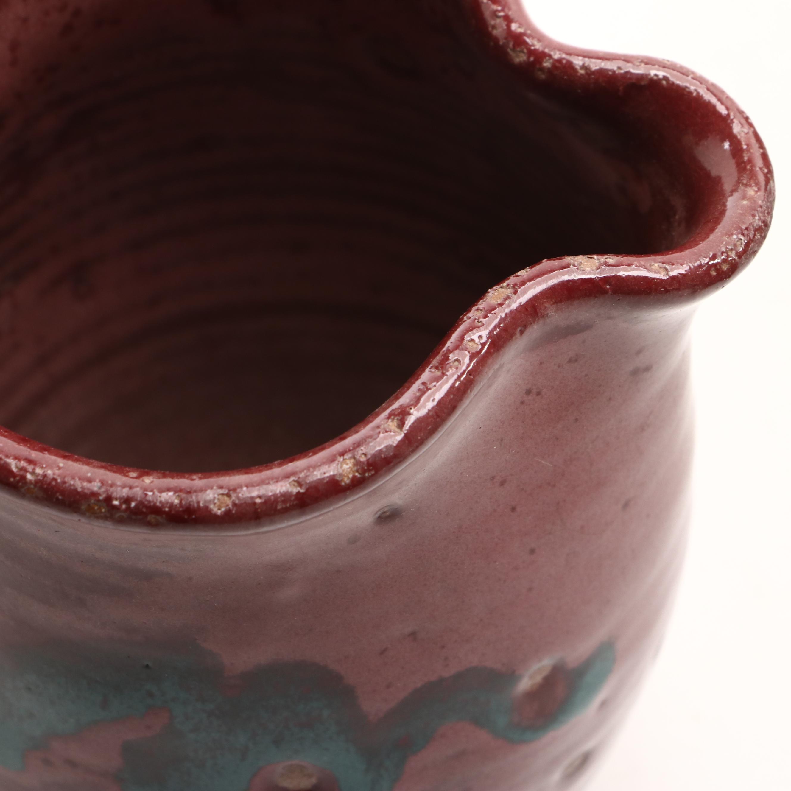 Drip Glazed Teapot with Other Art Pottery Pitchers