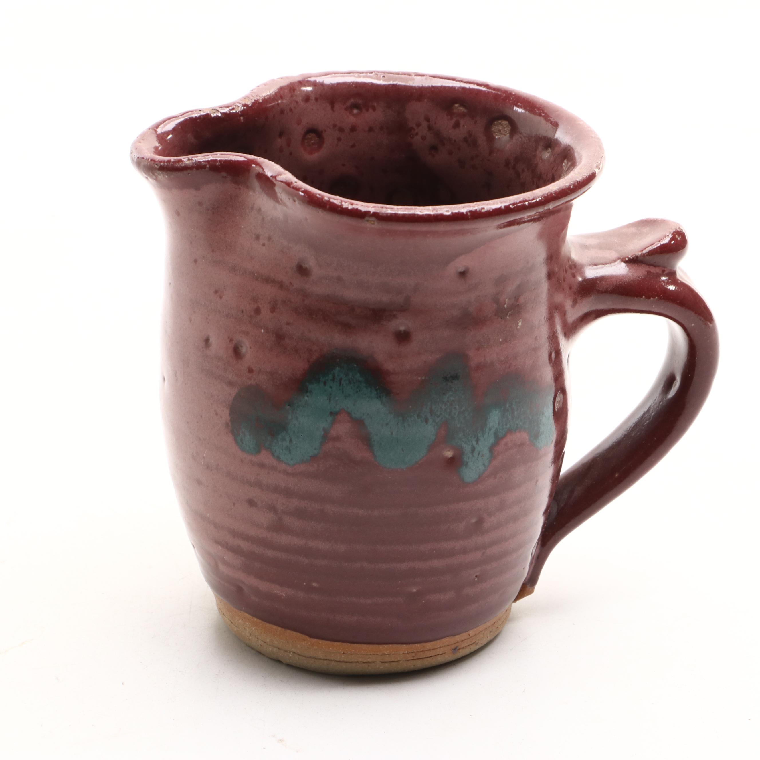 Drip Glazed Teapot with Other Art Pottery Pitchers
