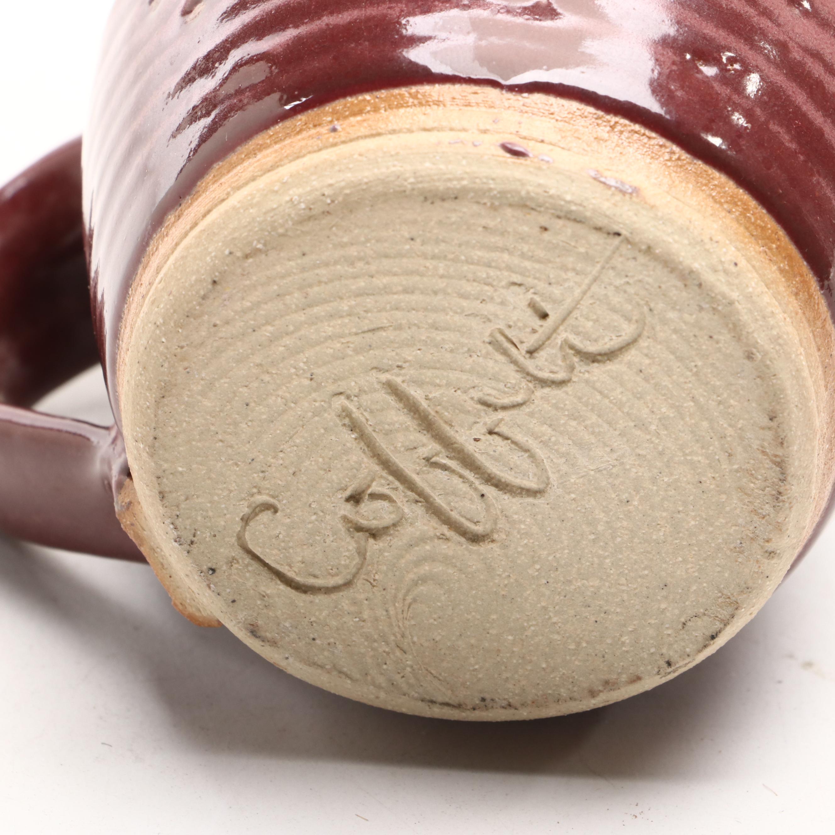 Drip Glazed Teapot with Other Art Pottery Pitchers