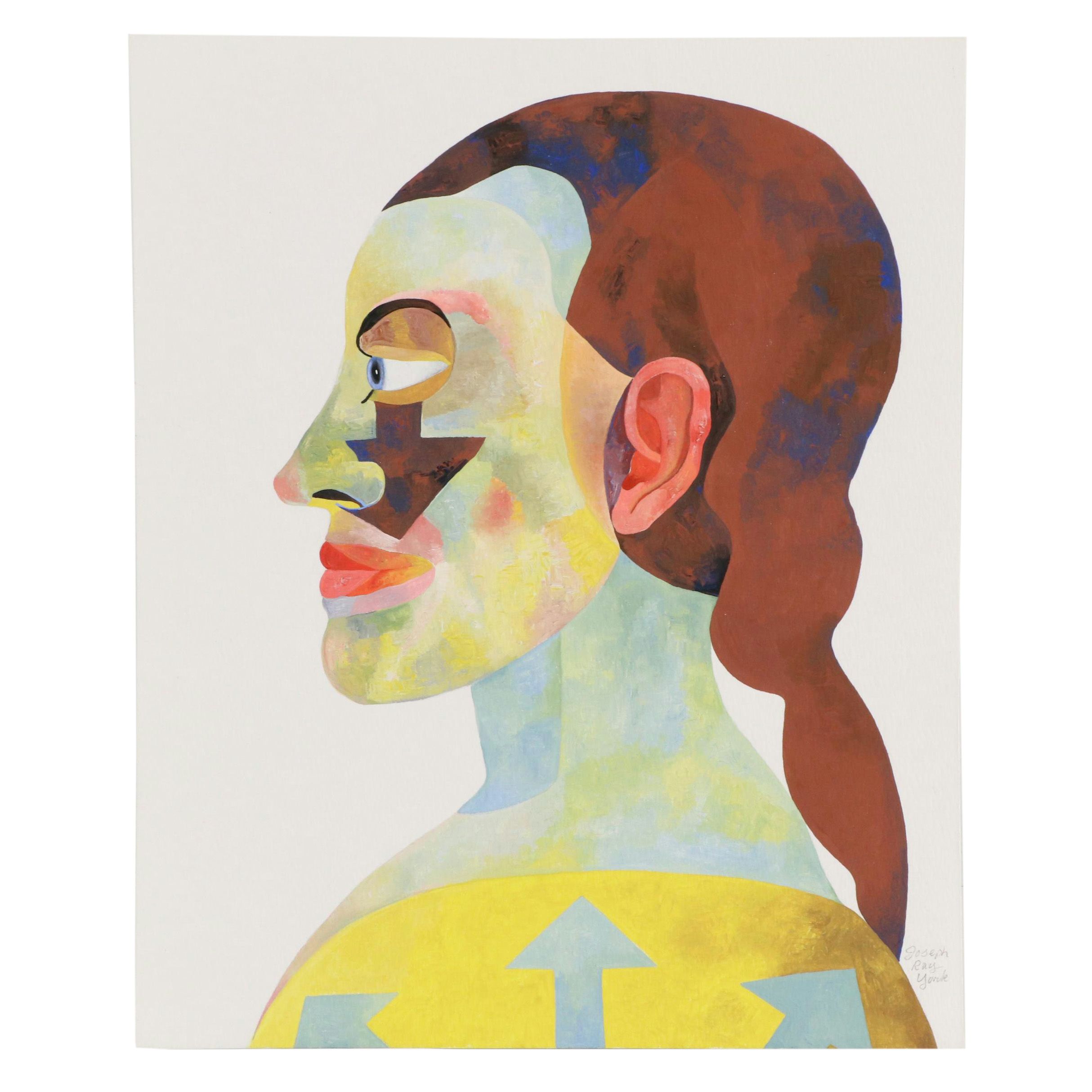 Joseph Ray York Gouache Painting "Portrait: A Humble Girl," 2020