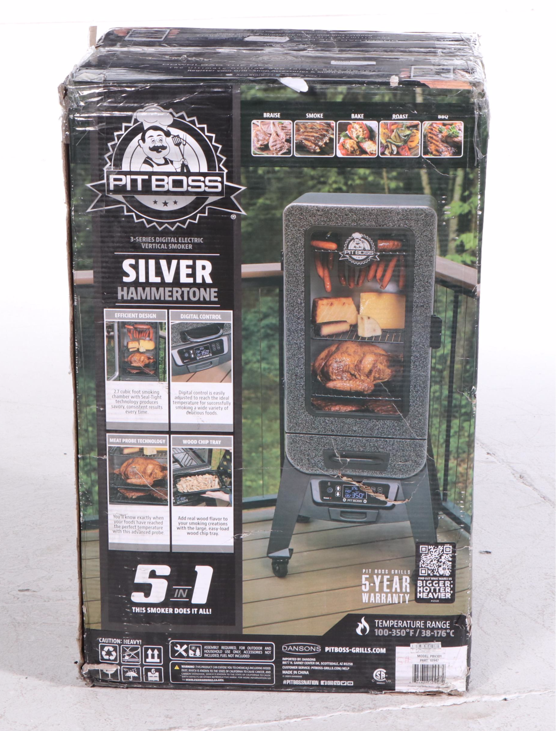 Pit Boss 3-Series Silver Hammertone Digital Vertical Smoker