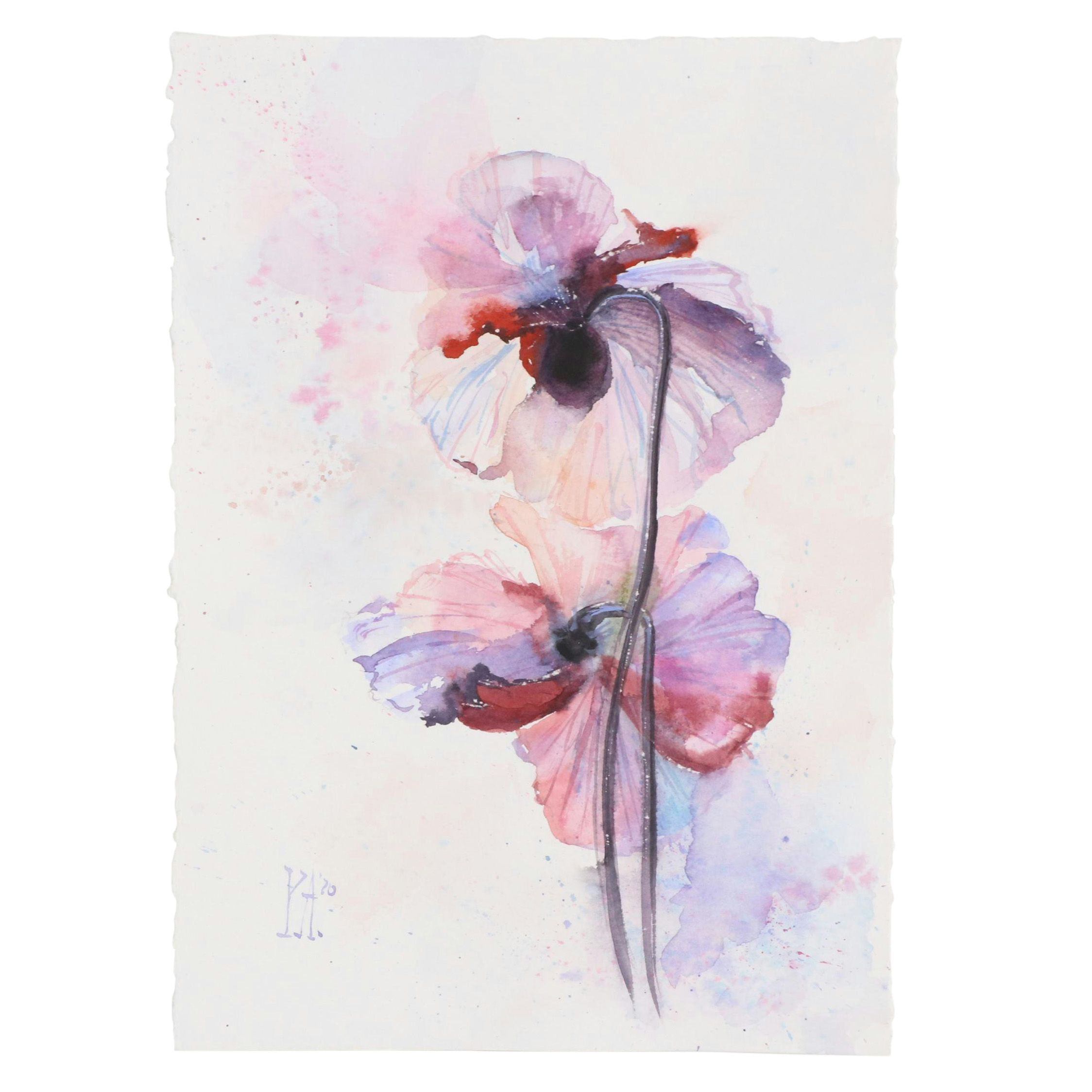 Yana Batsman Watercolor Painting of Flowers, 2020