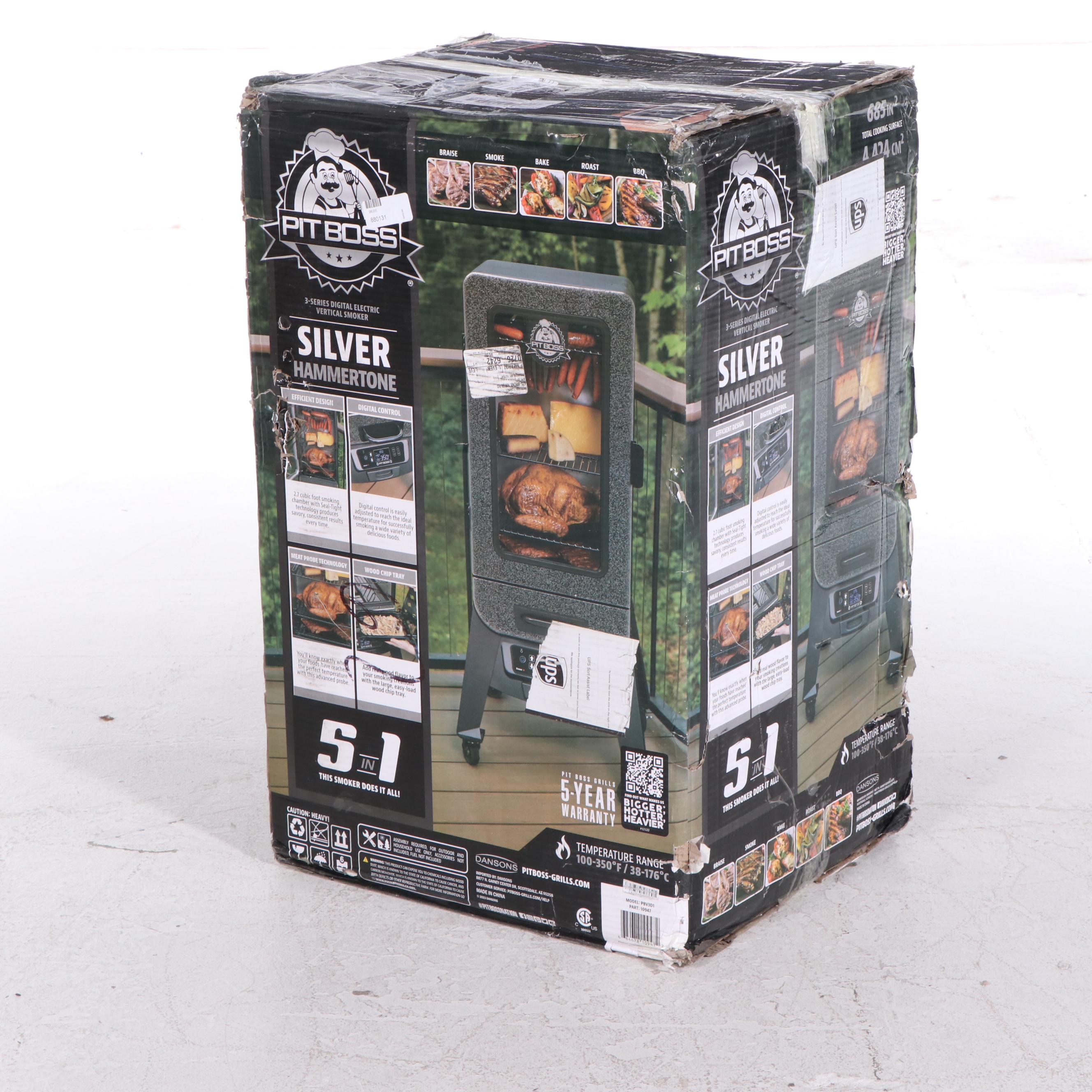 Pit Boss 3-Series Silver Hammertone Digital Vertical Smoker