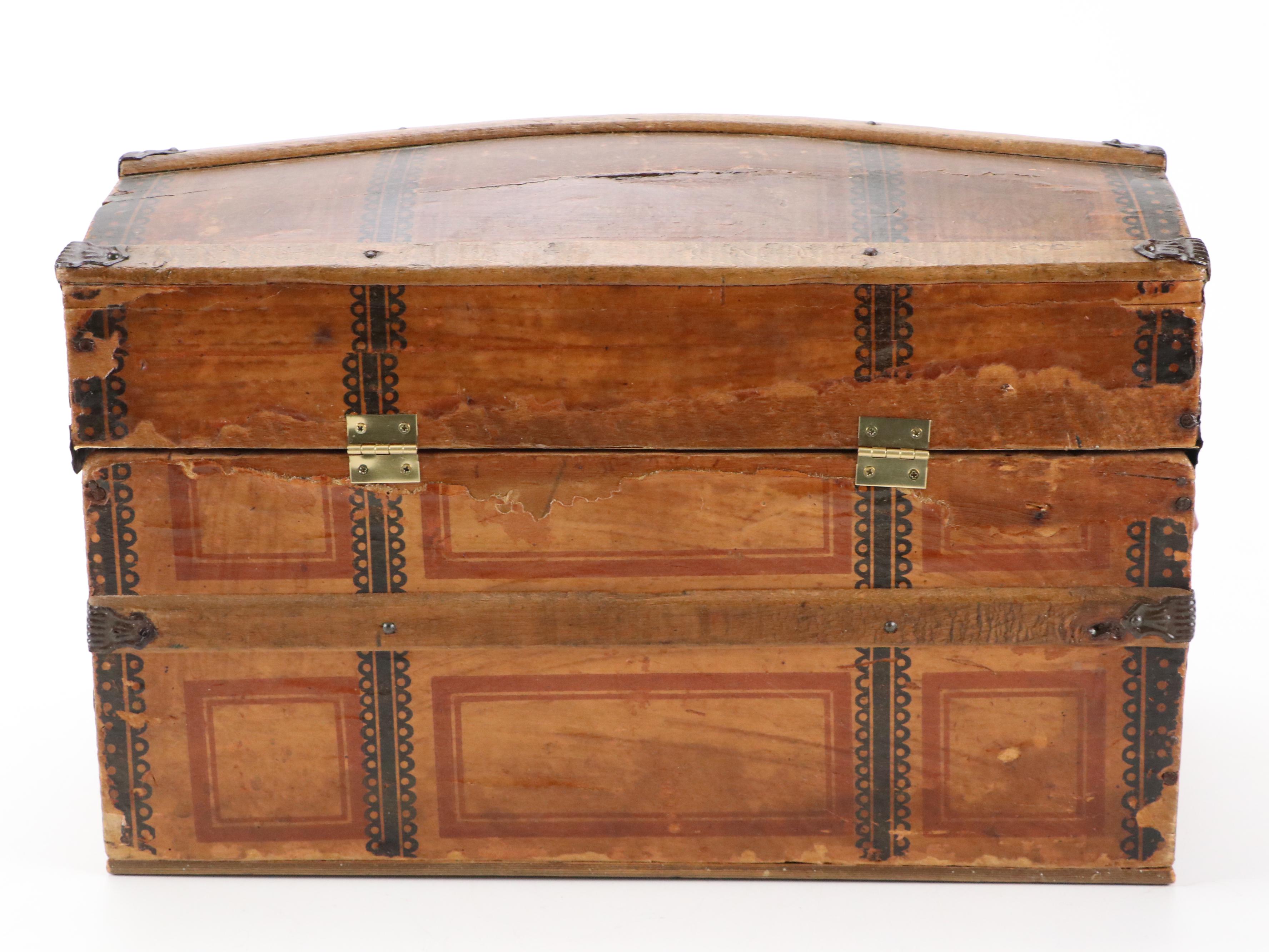 Finished Wood Doll Cradle and Trunk with Doll Clothes