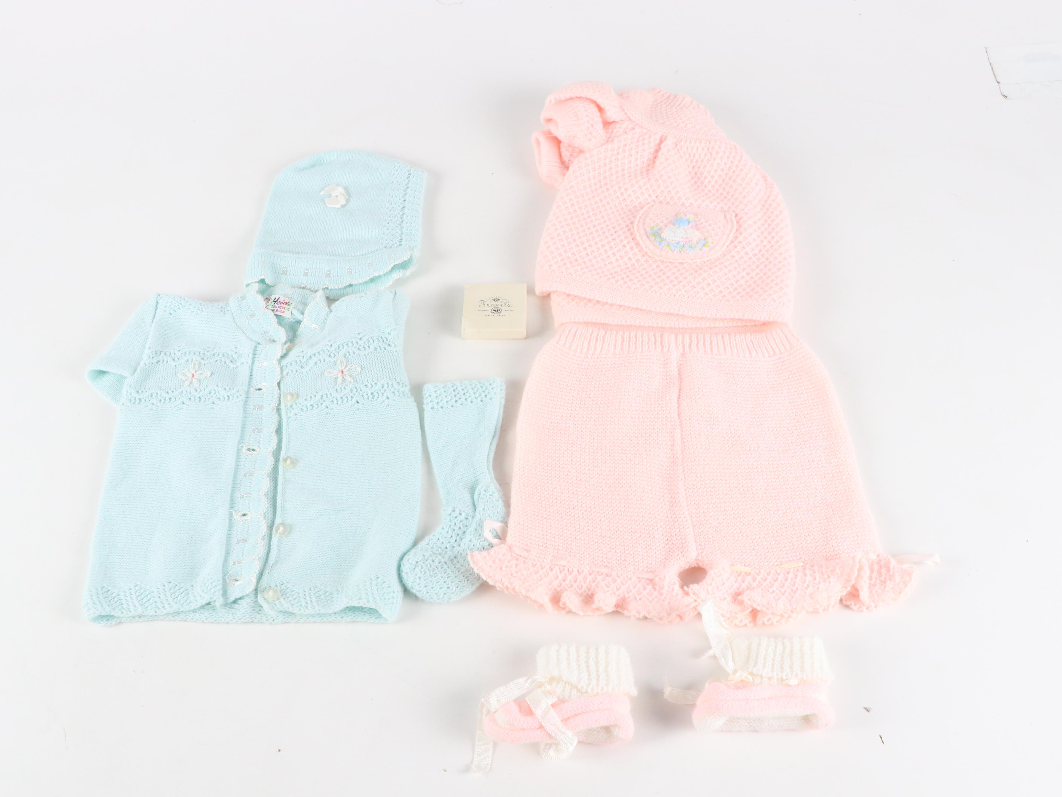 Finished Wood Doll Cradle and Trunk with Doll Clothes