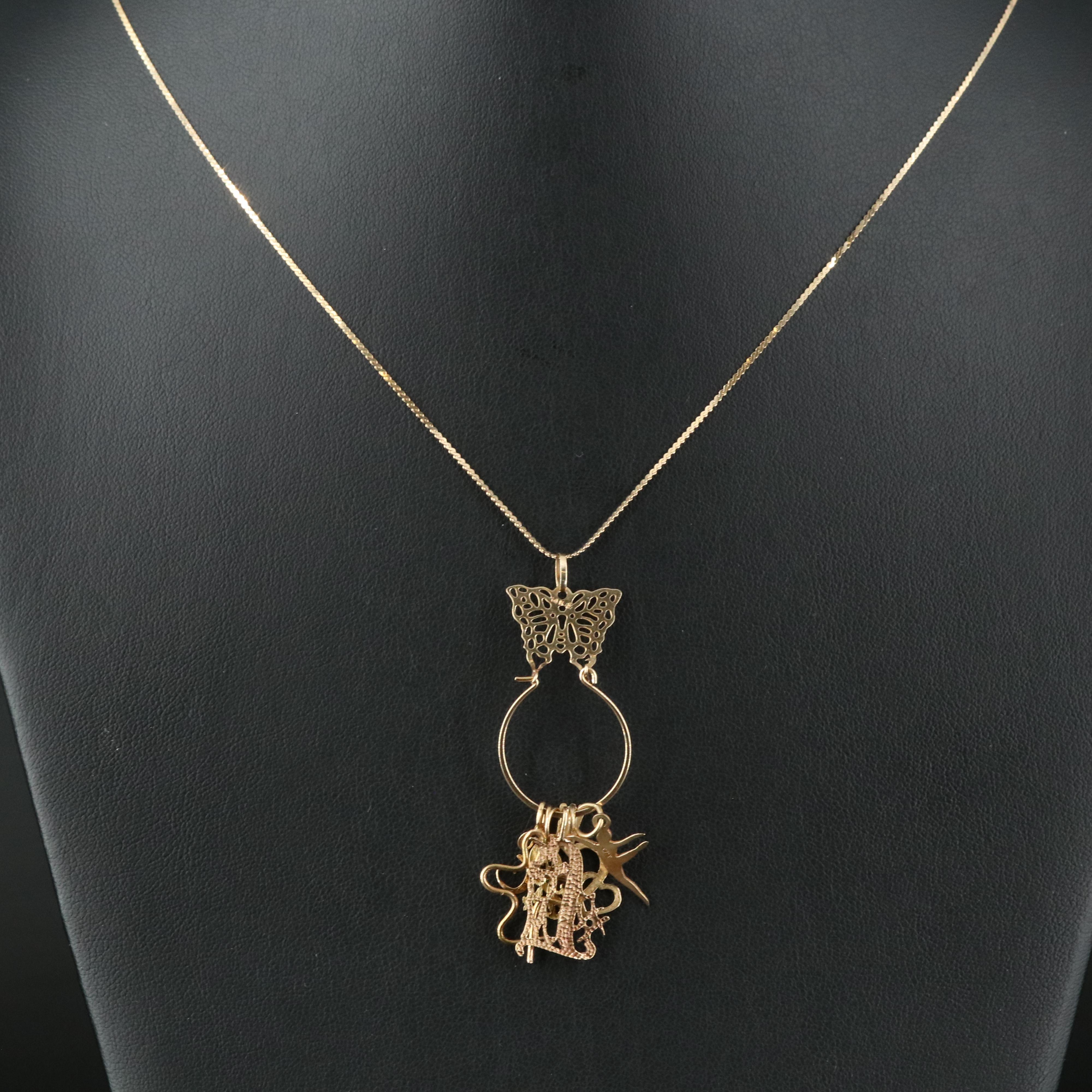 14K Charm Holder with Charms Necklace