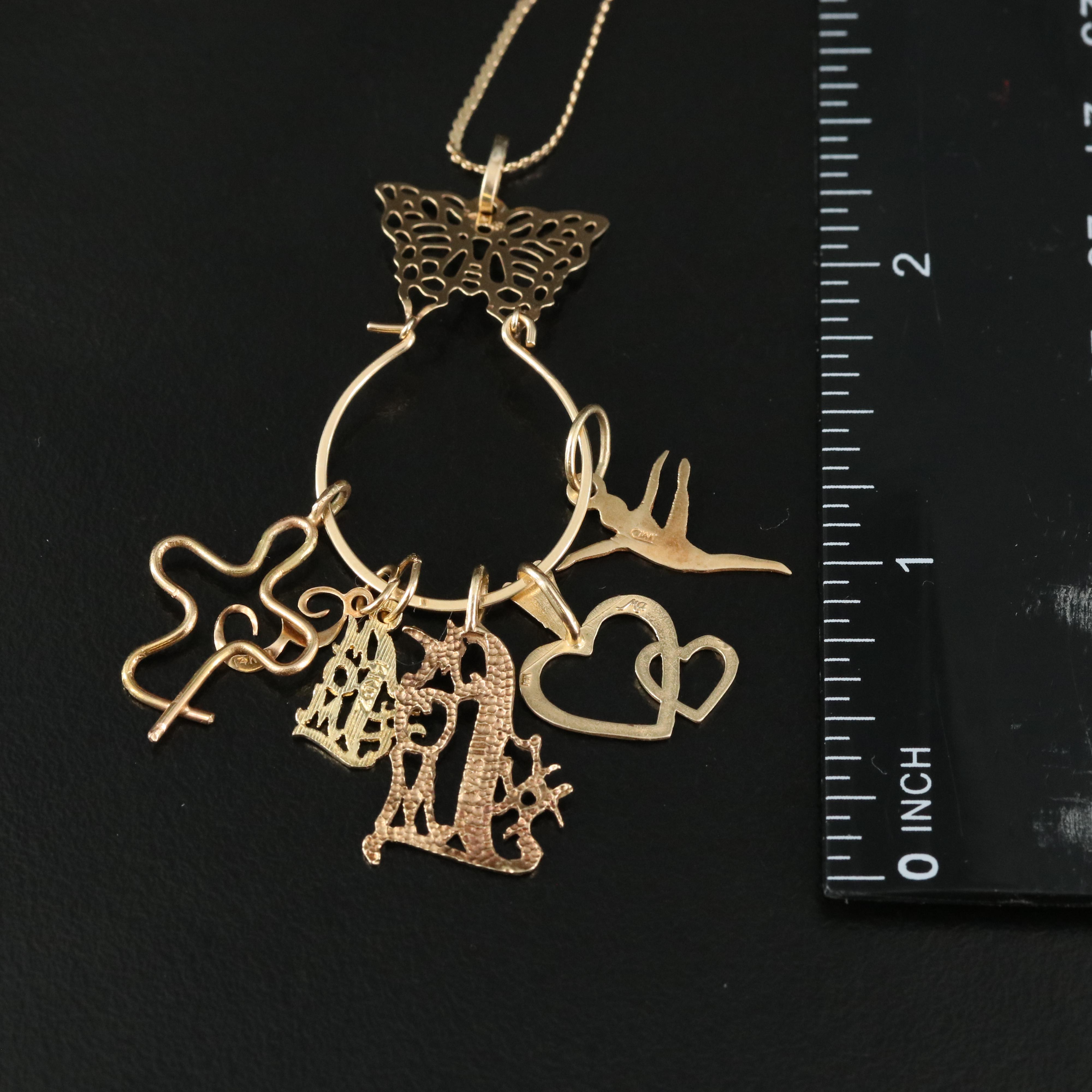 14K Charm Holder with Charms Necklace