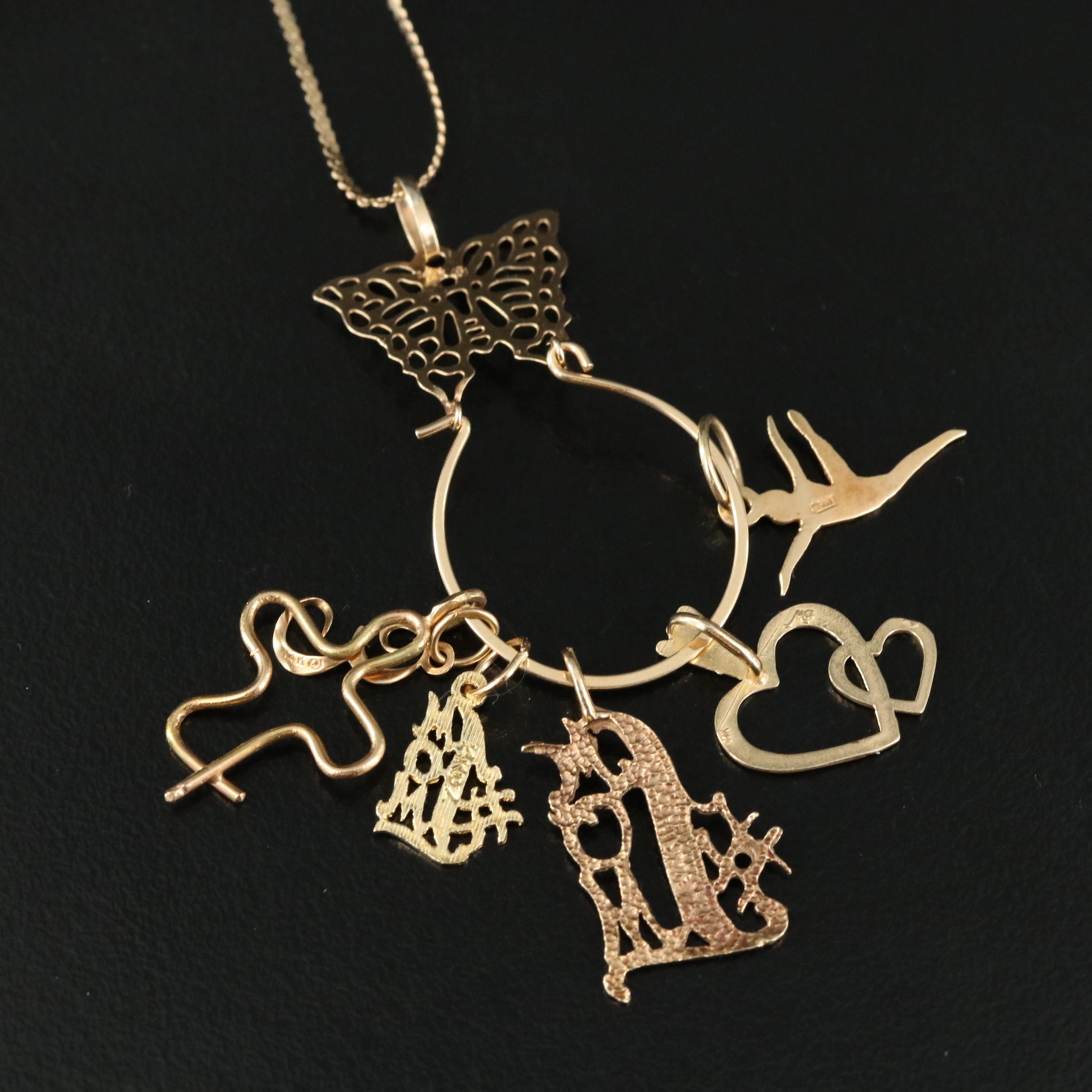 14K Charm Holder with Charms Necklace