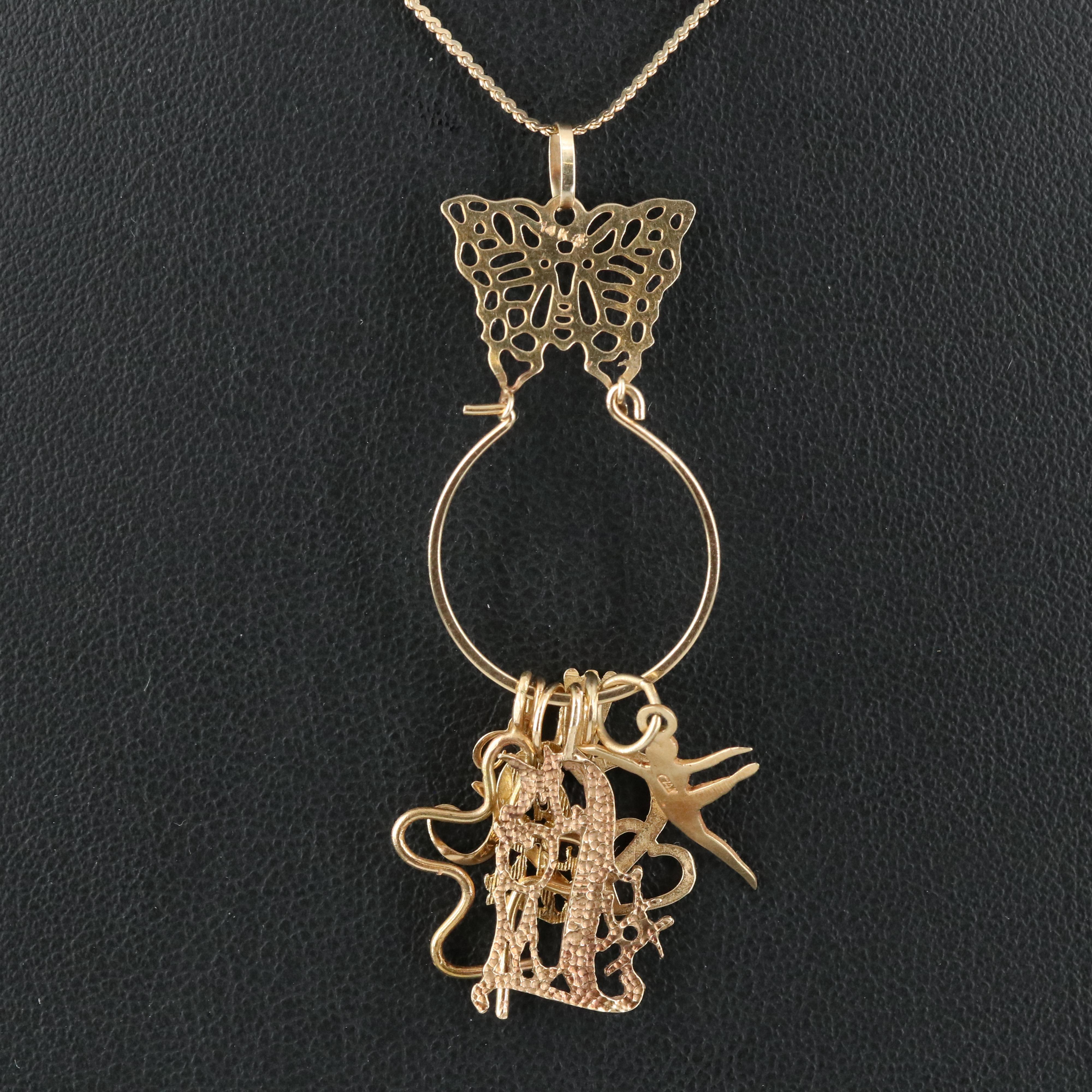 14K Charm Holder with Charms Necklace