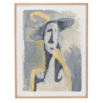 Richard Snyder Abstract Oil Painting of Figure With Hat, 1983