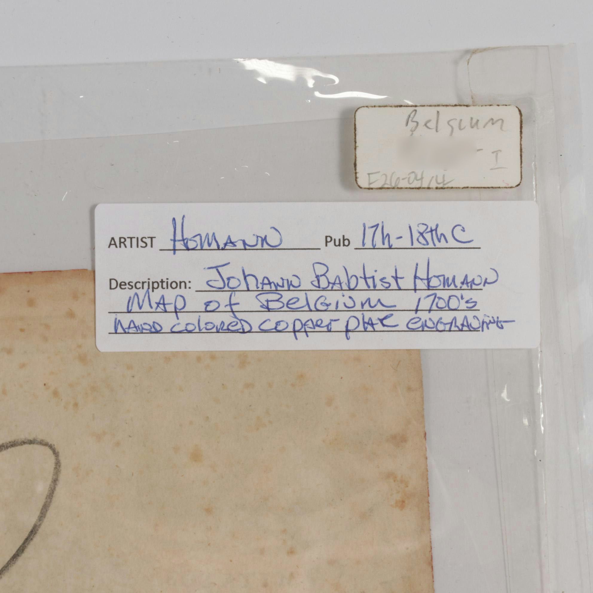 Johann Baptiste Homann Hand-Colored Engraved Map "Hannoniae", 18th Century