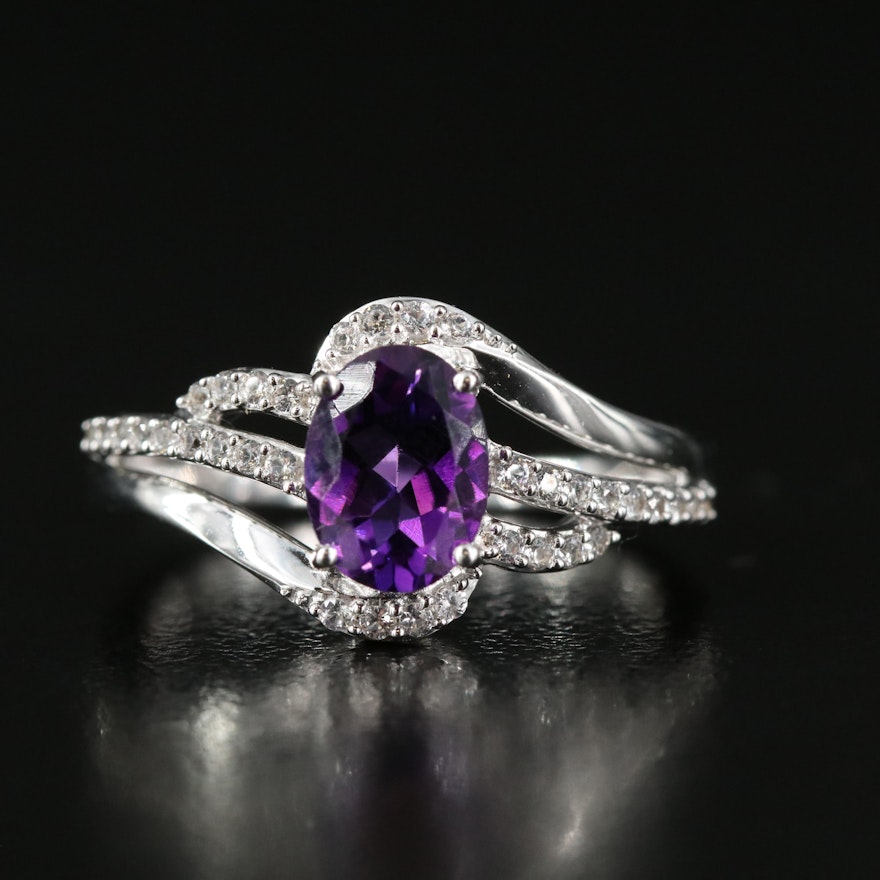 Sterling Amethyst and Sapphire Ring | EBTH