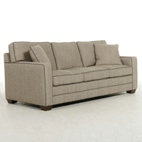 Contemporary Sofa with Herringbone Pattern Upholstery