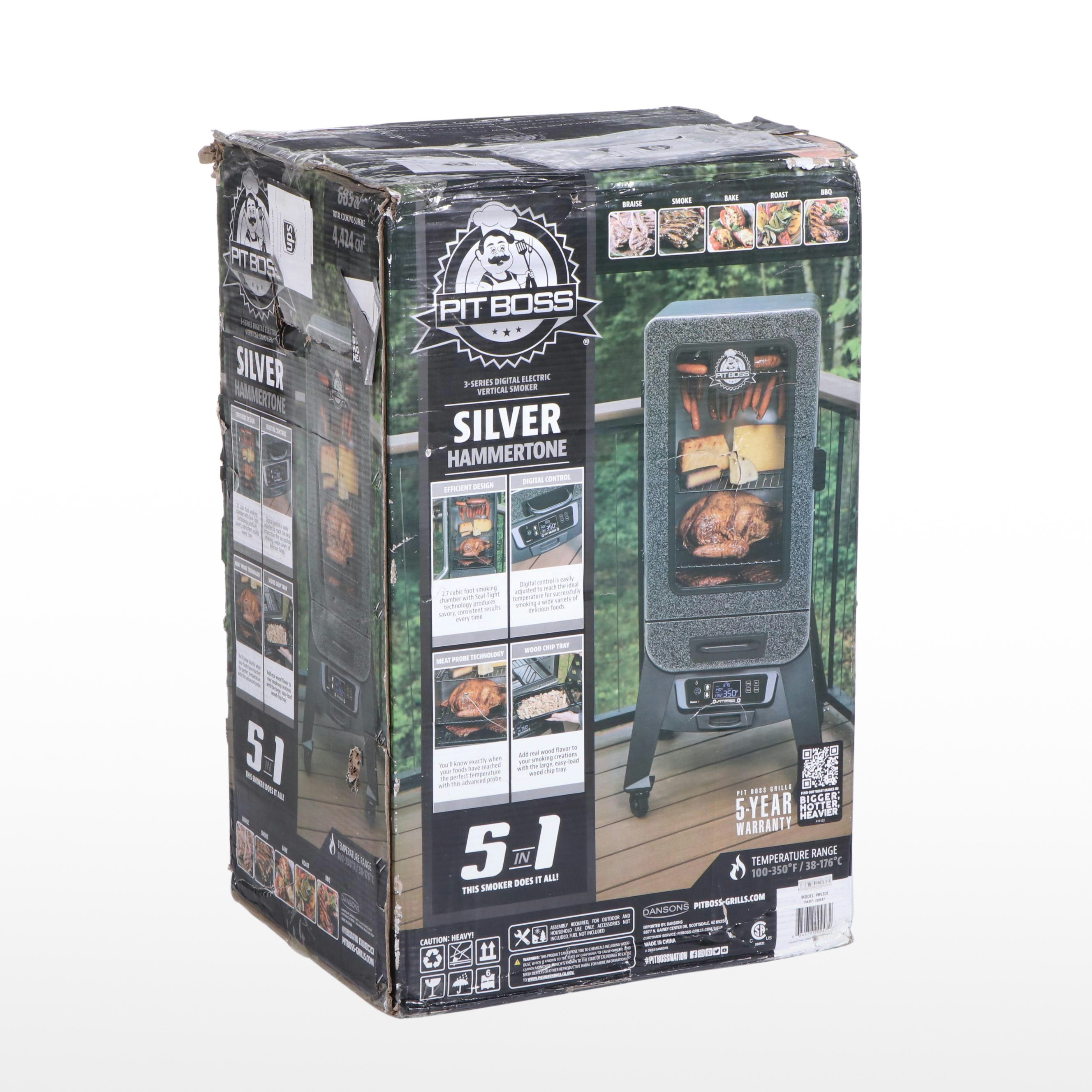 Pit Boss 3-Series Digital Electric Vertical Smoker in Silver Hammertone