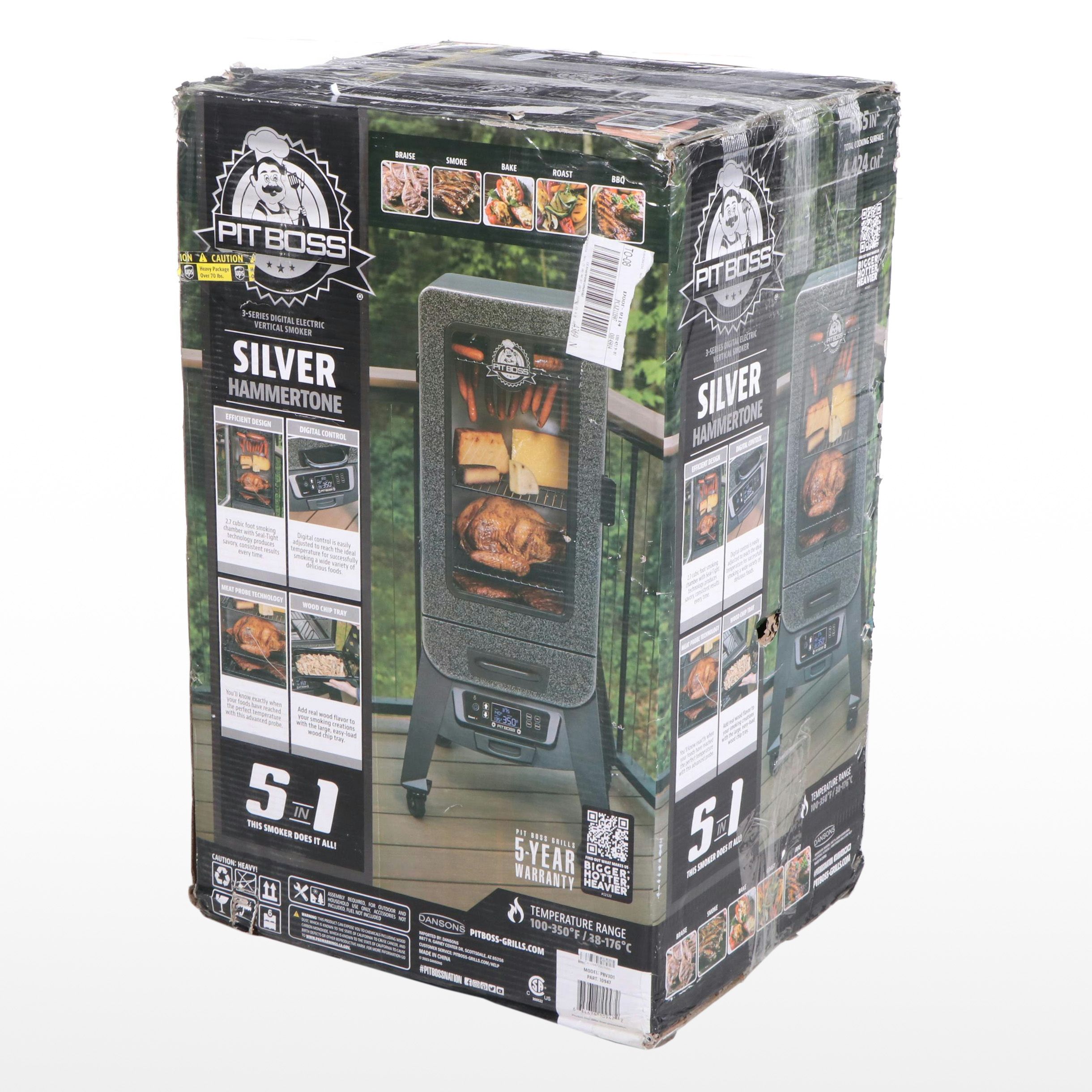Pit Boss 3-Series Digital Electric Vertical Smoker in Silver Hammertone