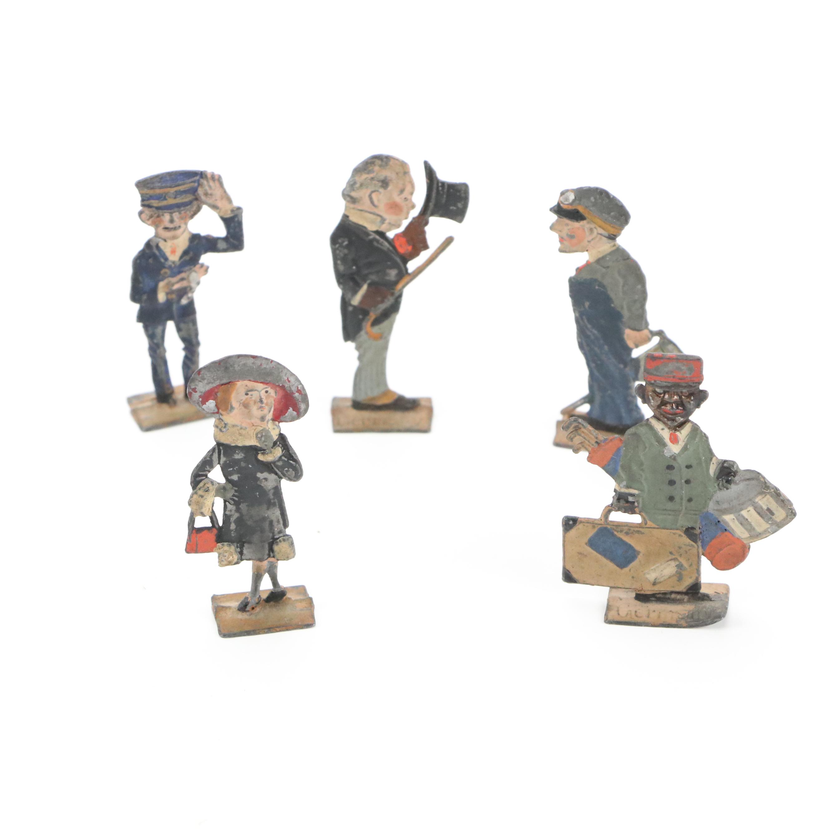 German Hand-Painted Flat Lead Figures, Early to Mid 20th Century