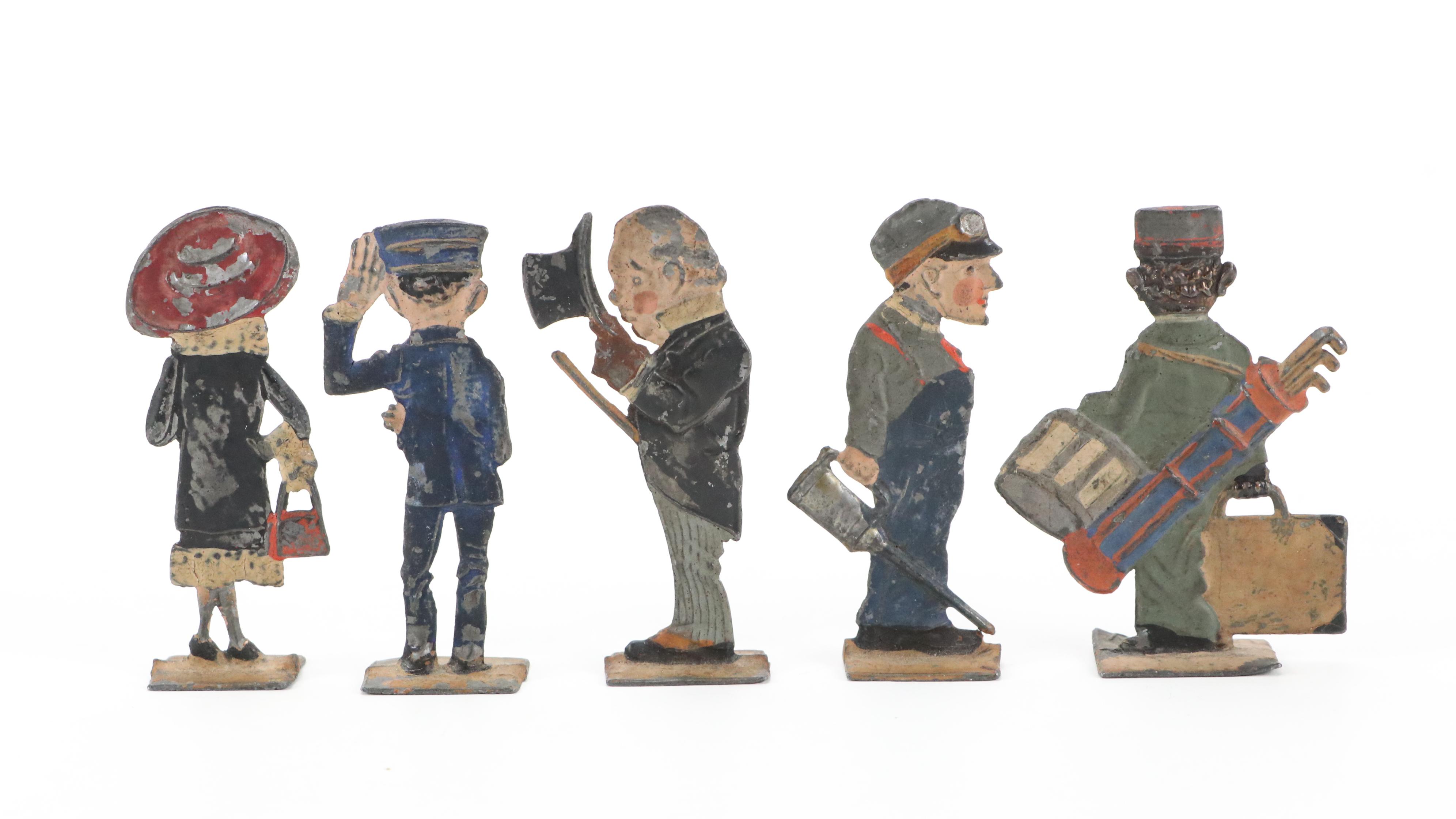 German Hand-Painted Flat Lead Figures, Early to Mid 20th Century