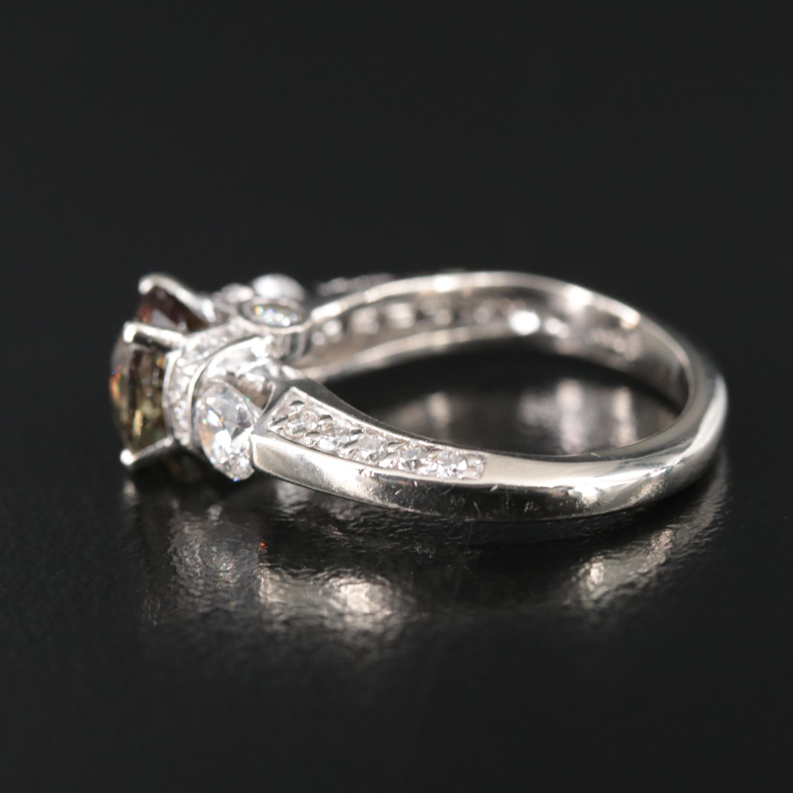 14K 1.75 CT Ceylon Alexandrite and 1.19 CTW Diamond Ring with GIA Report