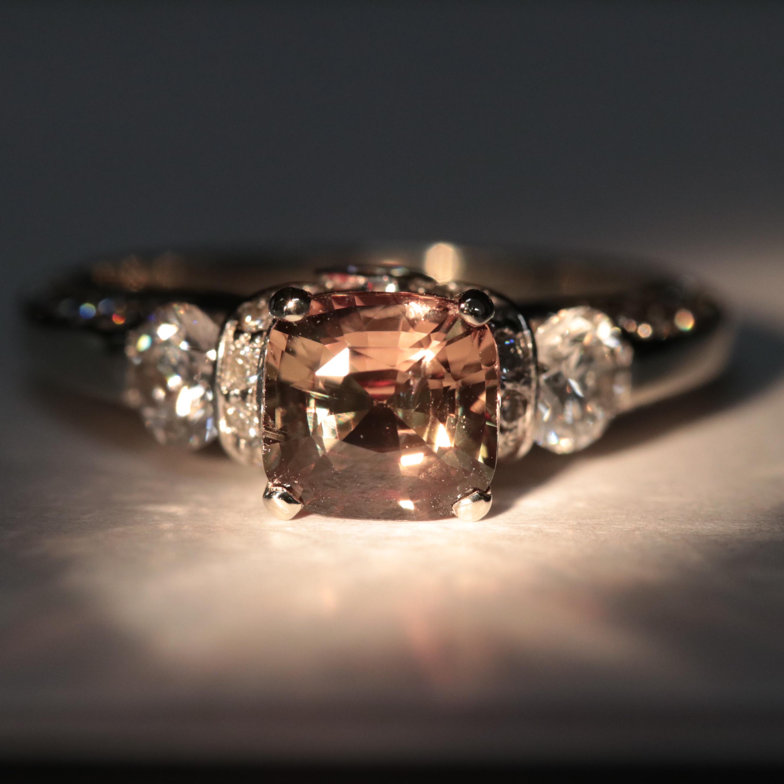 14K 1.75 CT Ceylon Alexandrite and 1.19 CTW Diamond Ring with GIA Report