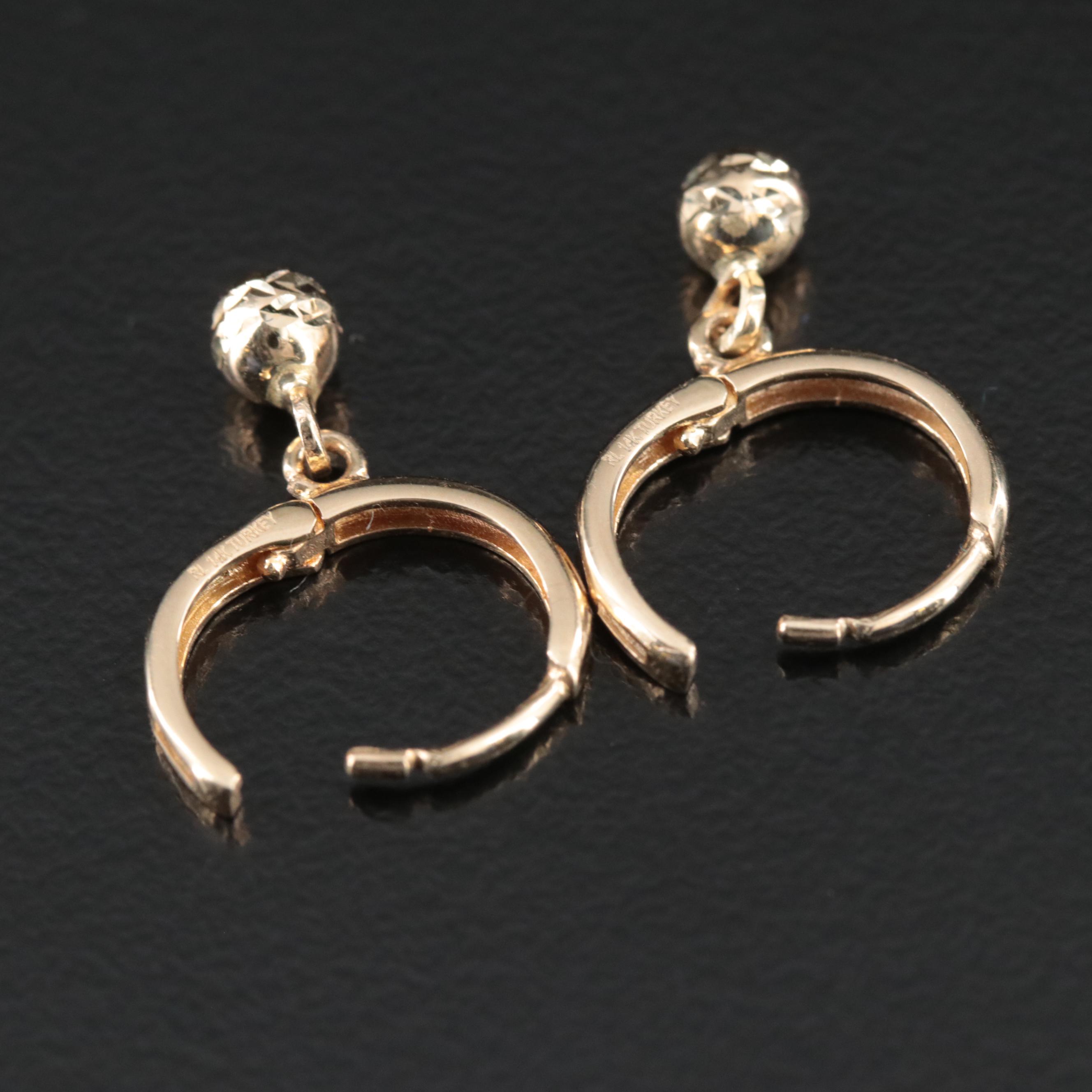 14K Bead Drop Earrings