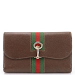 Gucci G-Horsebit Web Stripe Checkbook Wallet in Cinghiale Leather, 1960s