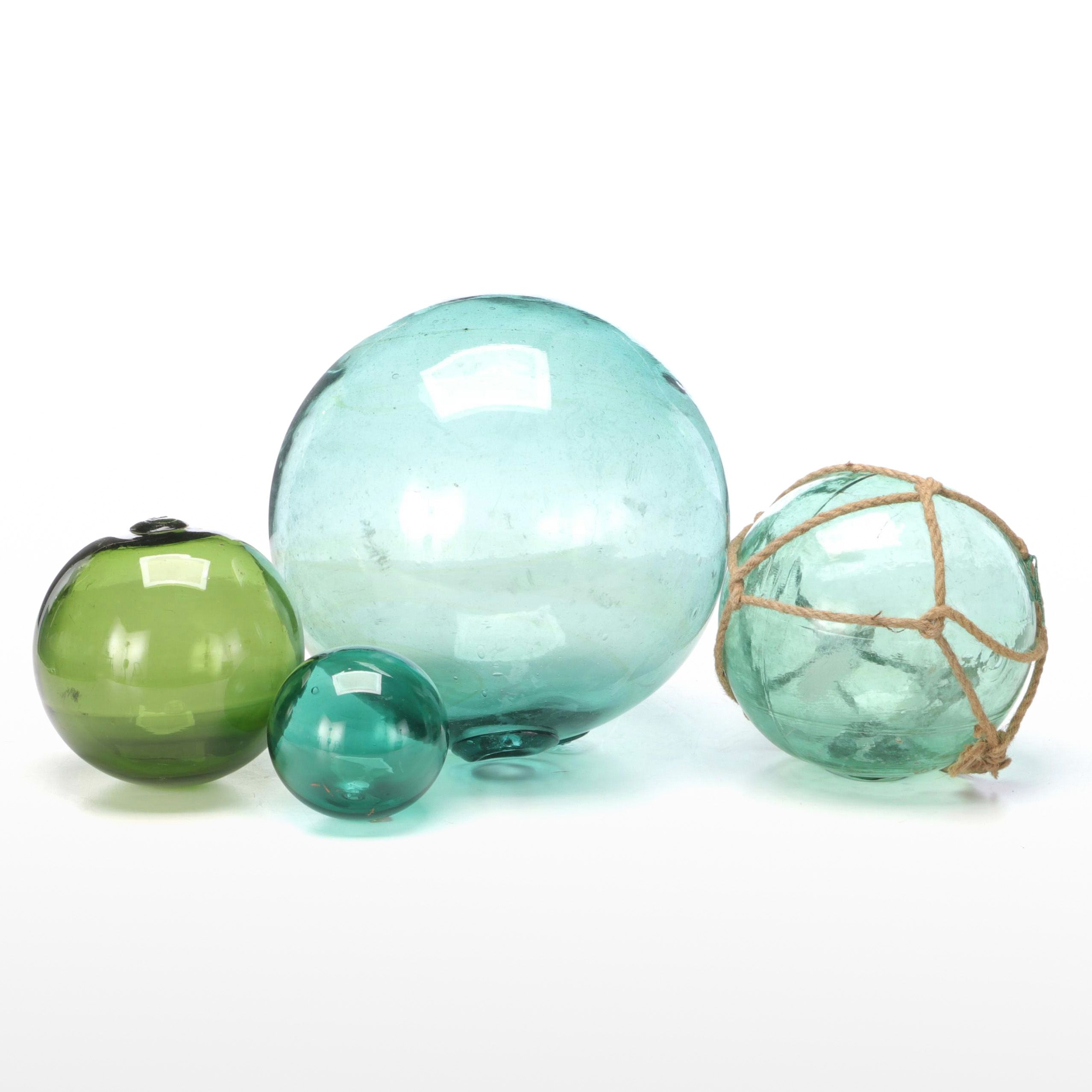 Green and Blue Glass Fishing Floats
