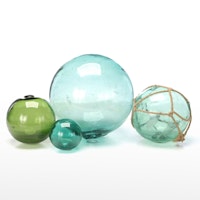 Green and Blue Glass Fishing Floats