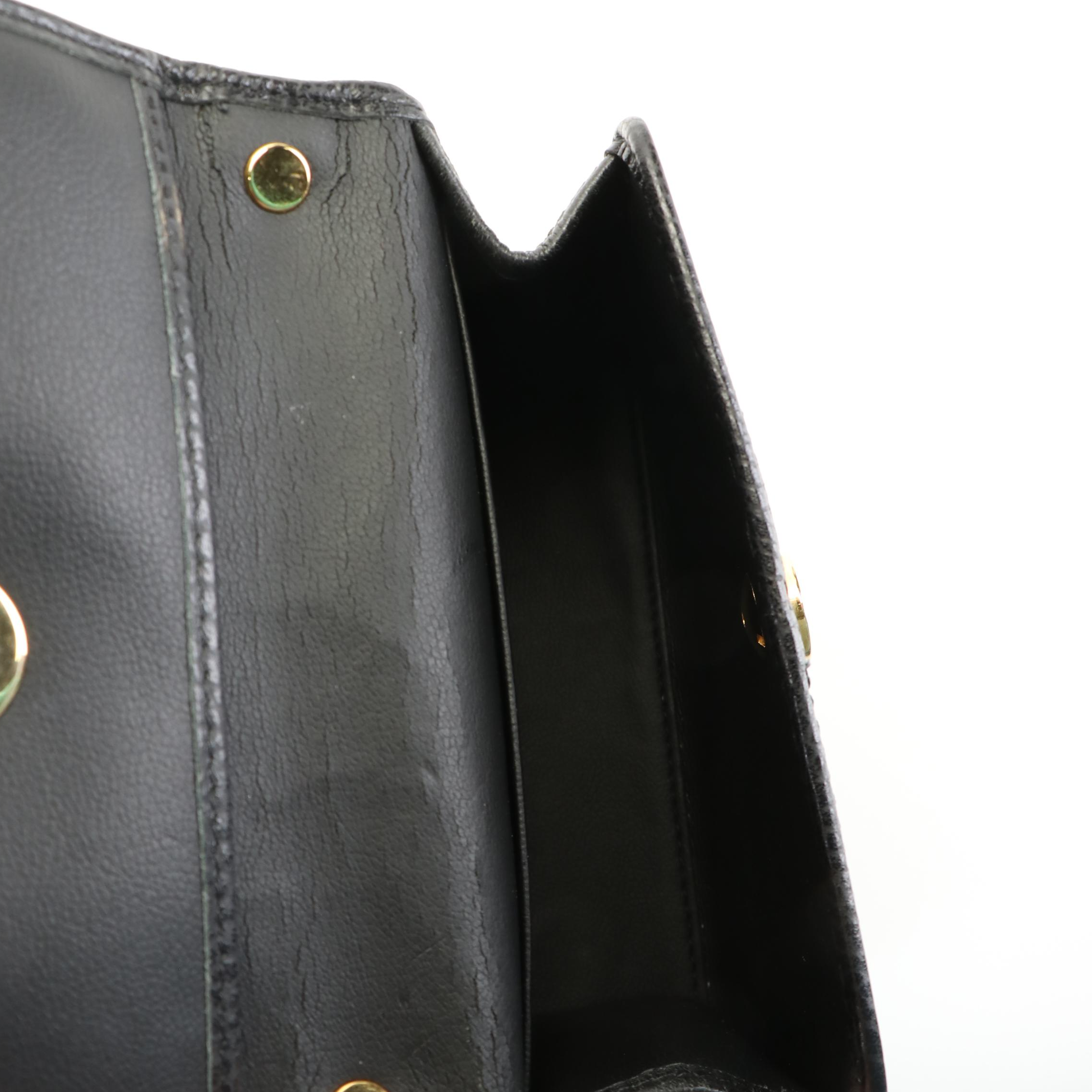 Christian Dior Mini Kelly Handbag in Black Pebbled Leather