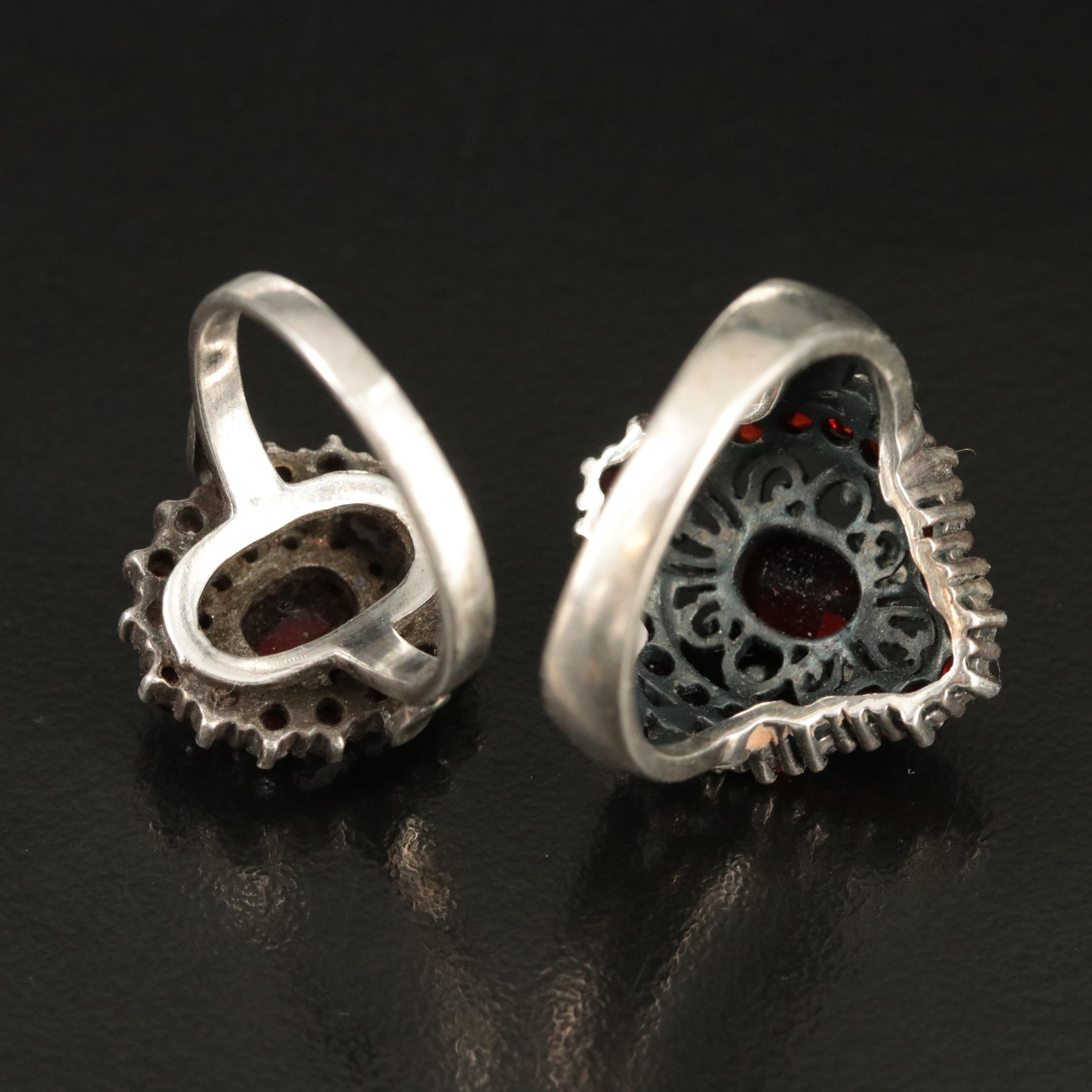 Sterling Garnet Collection Featuring Necklaces, Rings and Bracelet