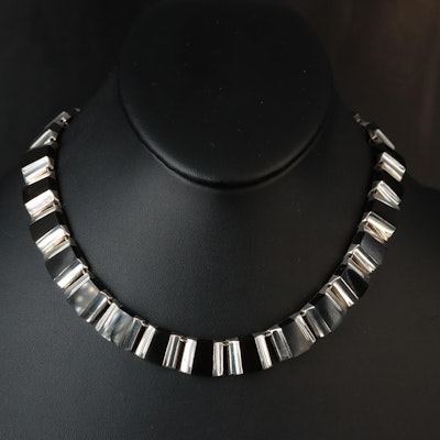 Mexican Sterling Faux Black Onyx Necklace